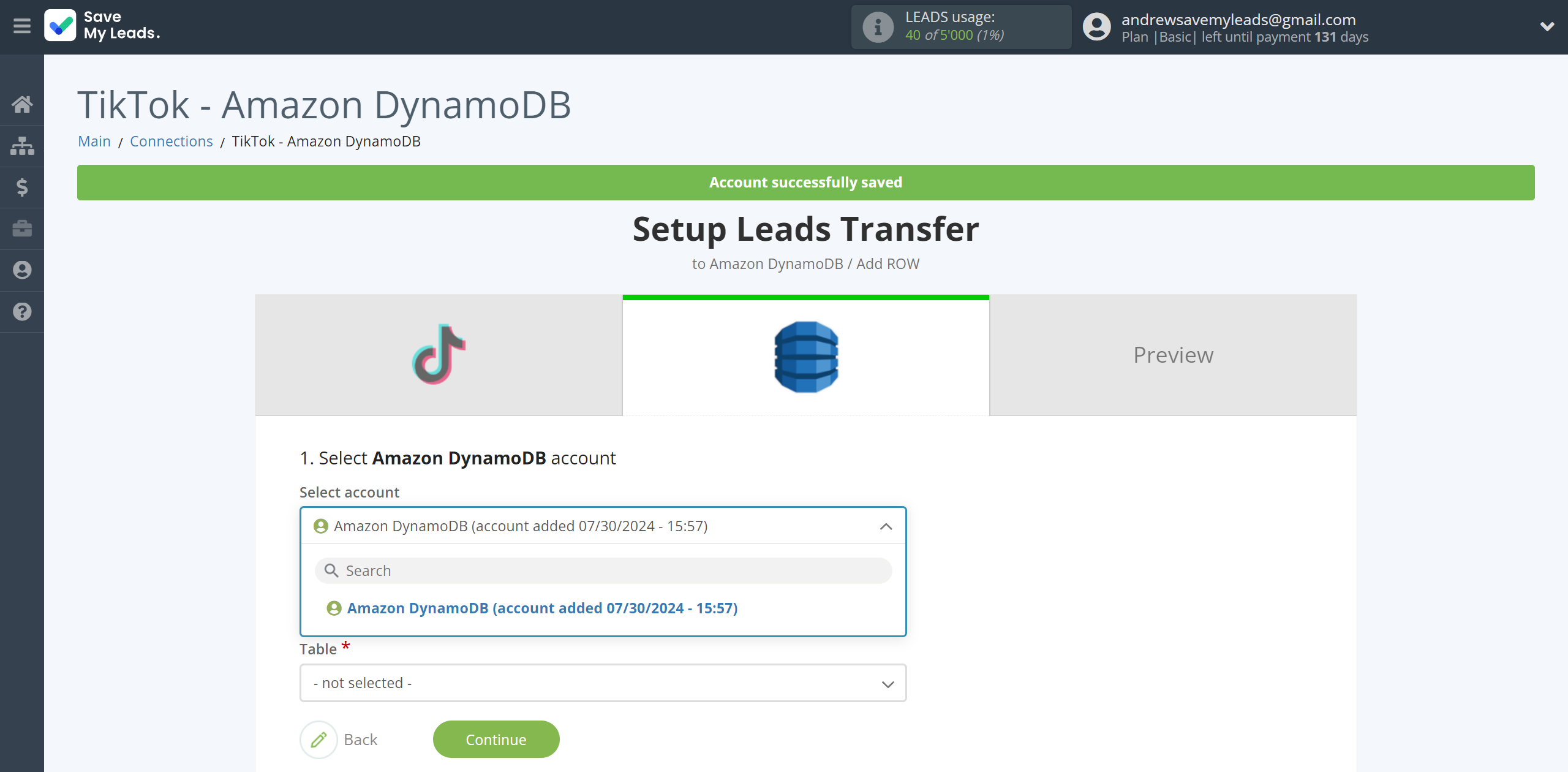 How to Connect TikTok with Amazon DynamoDB | Data Destination account selection How to Connect TikTok with Amazon DynamoDB | Data Destination account selection