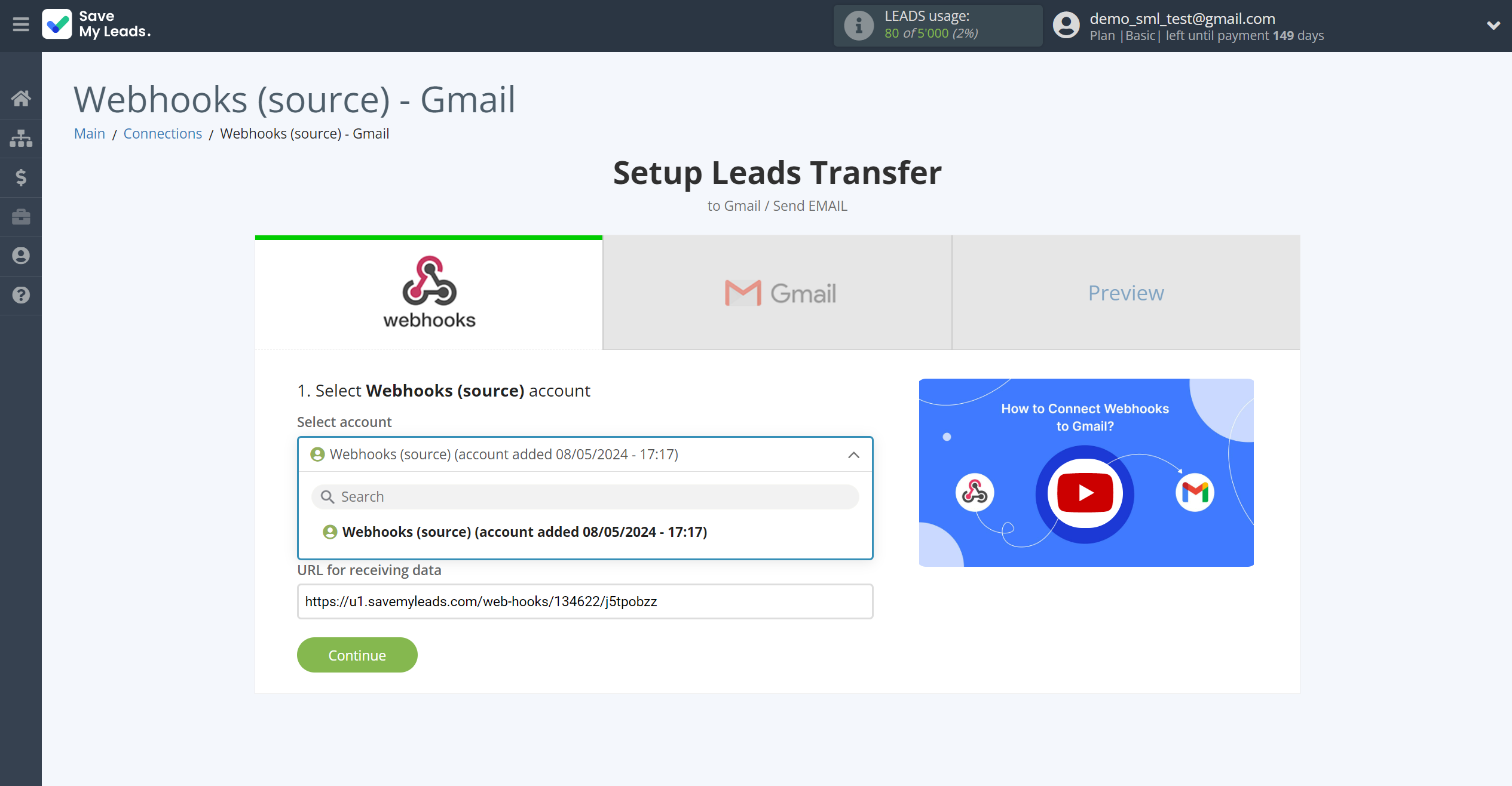 How to Connect Webhooks with Gmail | Data Source account selection How to Connect Webhooks with Gmail | Data Source account selection
