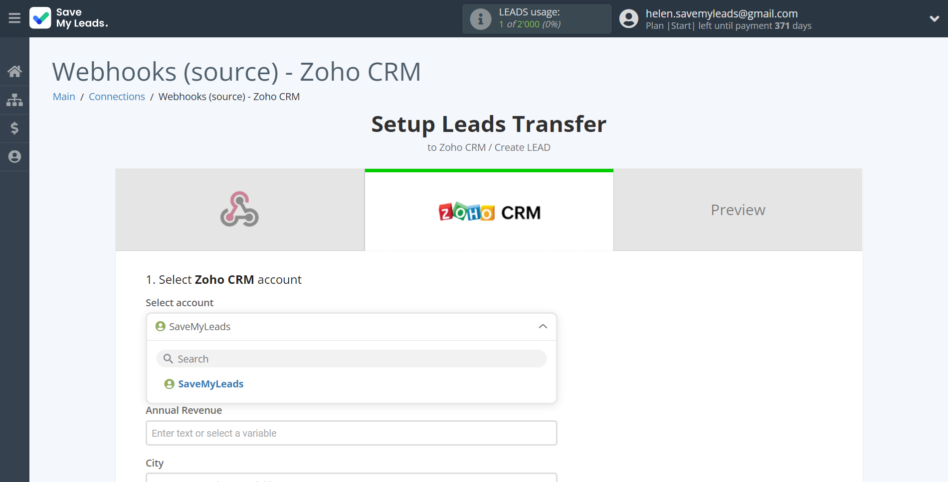 How to Connect Webhooks with Zoho CRM Create Leads | Data Destination account selection How to Connect Webhooks with Zoho CRM Create Leads | Data Destination account selection