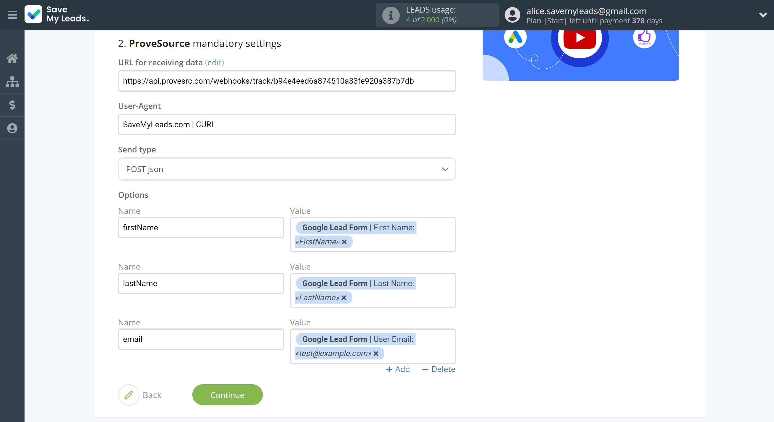 How to Connect Google Lead Form with ProveSource | Assigning fields How to Connect Google Lead Form with ProveSource | Assigning fields