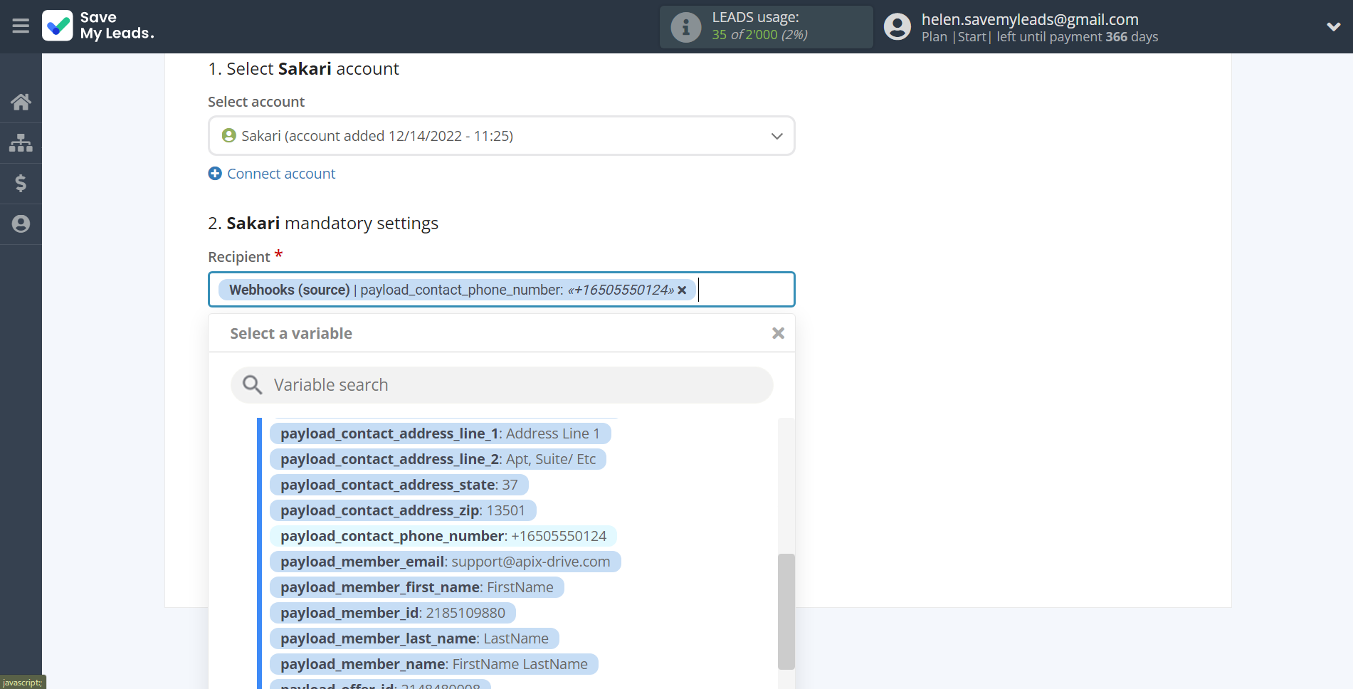How to Connect Webhooks with Sakari | Assigning fields How to Connect Webhooks with Sakari | Assigning fields