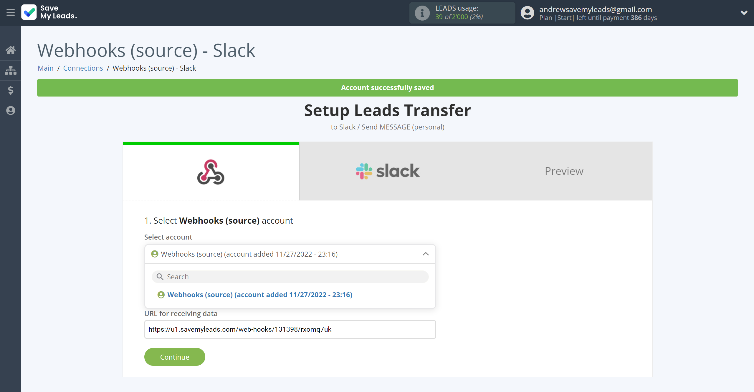 How to Connect Webhooks with Slack Personal Notification | Data Source account selection How to Connect Webhooks with Slack Personal Notification | Data Source account selection