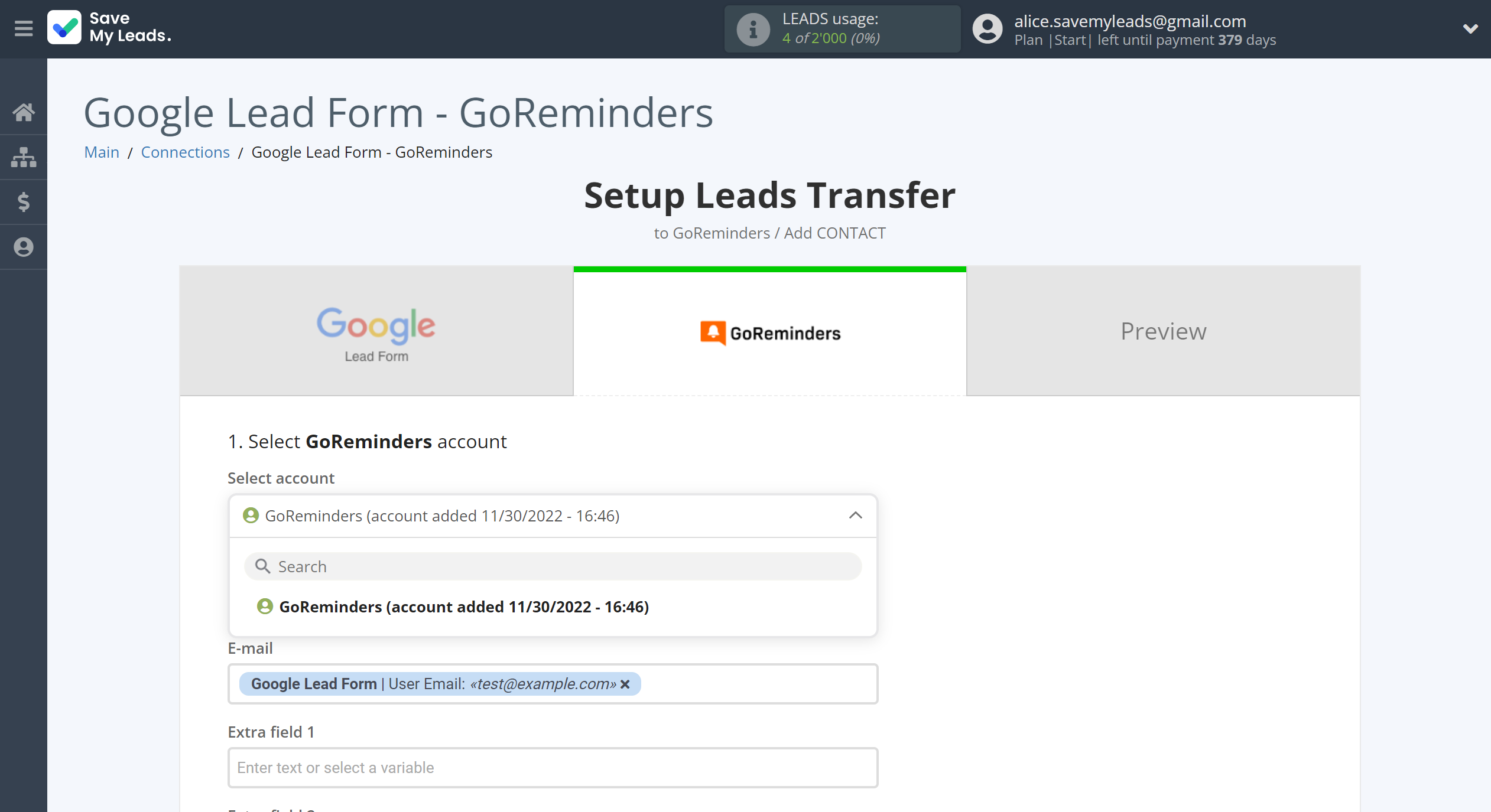 How to Connect Google Lead Form with GoReminders | Data Destination account selection How to Connect Google Lead Form with GoReminders | Data Destination account selection