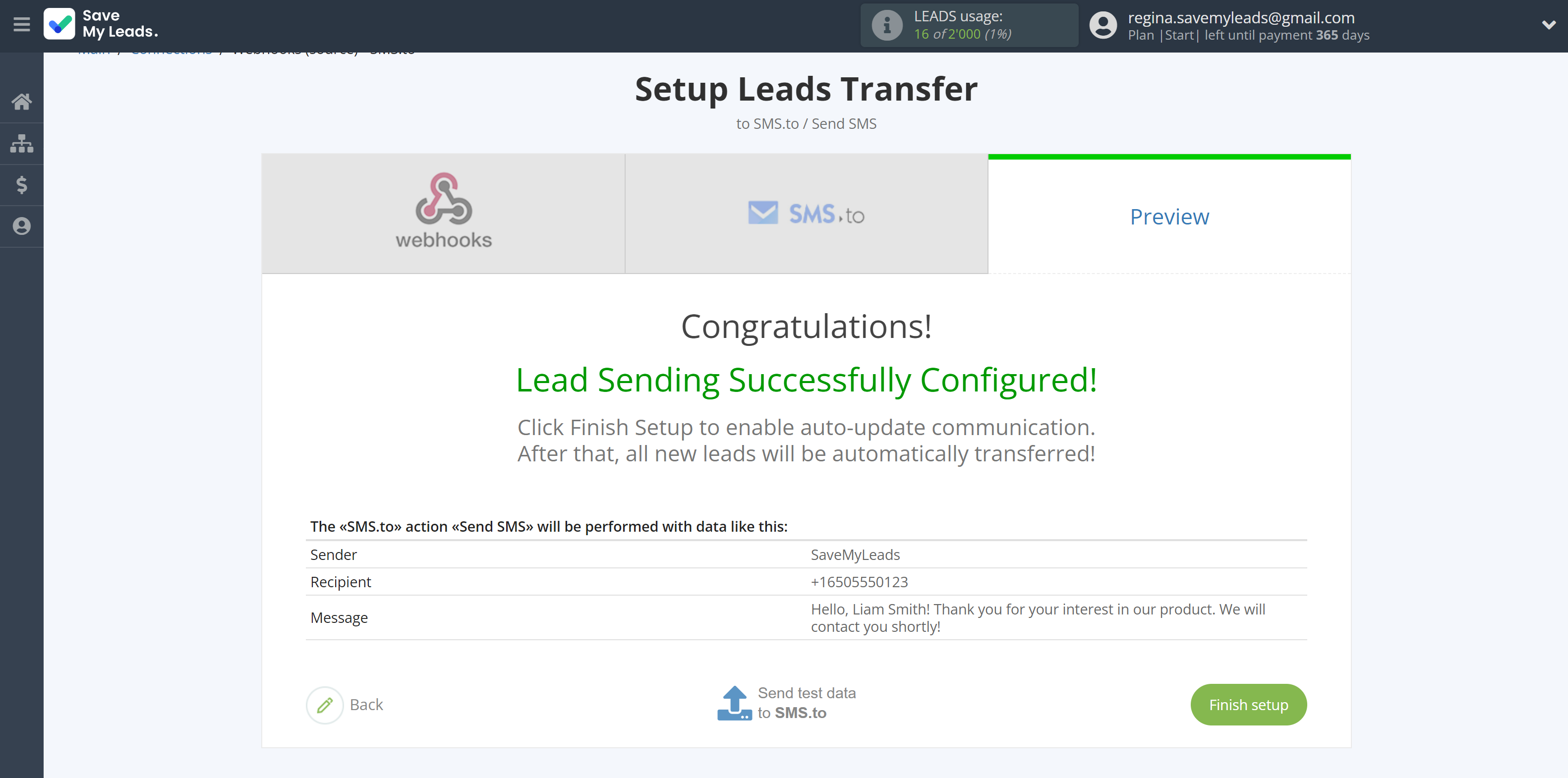 How to Connect Webhooks with SMS.to | Test data How to Connect Webhooks with SMS.to | Test data