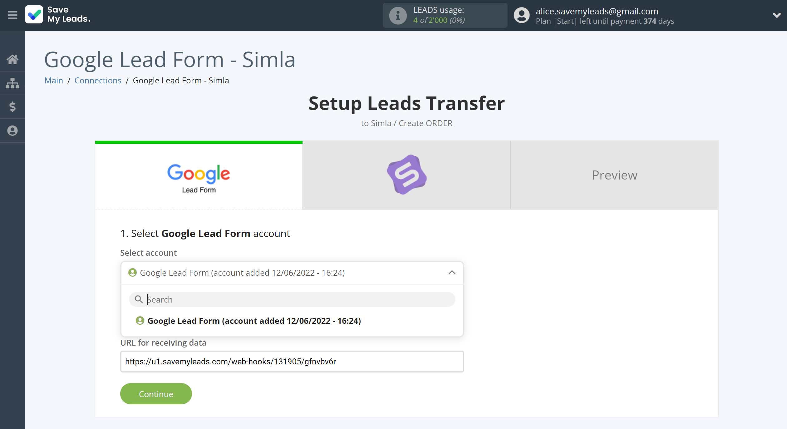How to Connect Google Lead Form with Simla Create Order | Data Source account selection How to Connect Google Lead Form with Simla Create Order | Data Source account selection