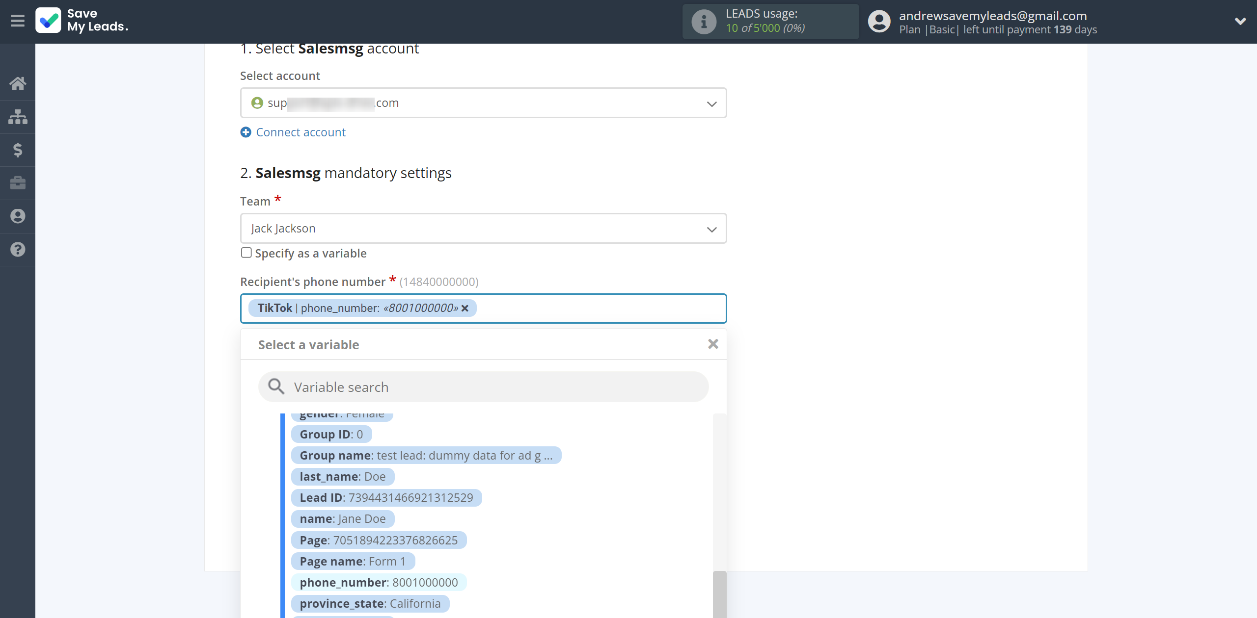How to Connect TikTok with Salesmsg | Assigning fields How to Connect TikTok with Salesmsg | Assigning fields
