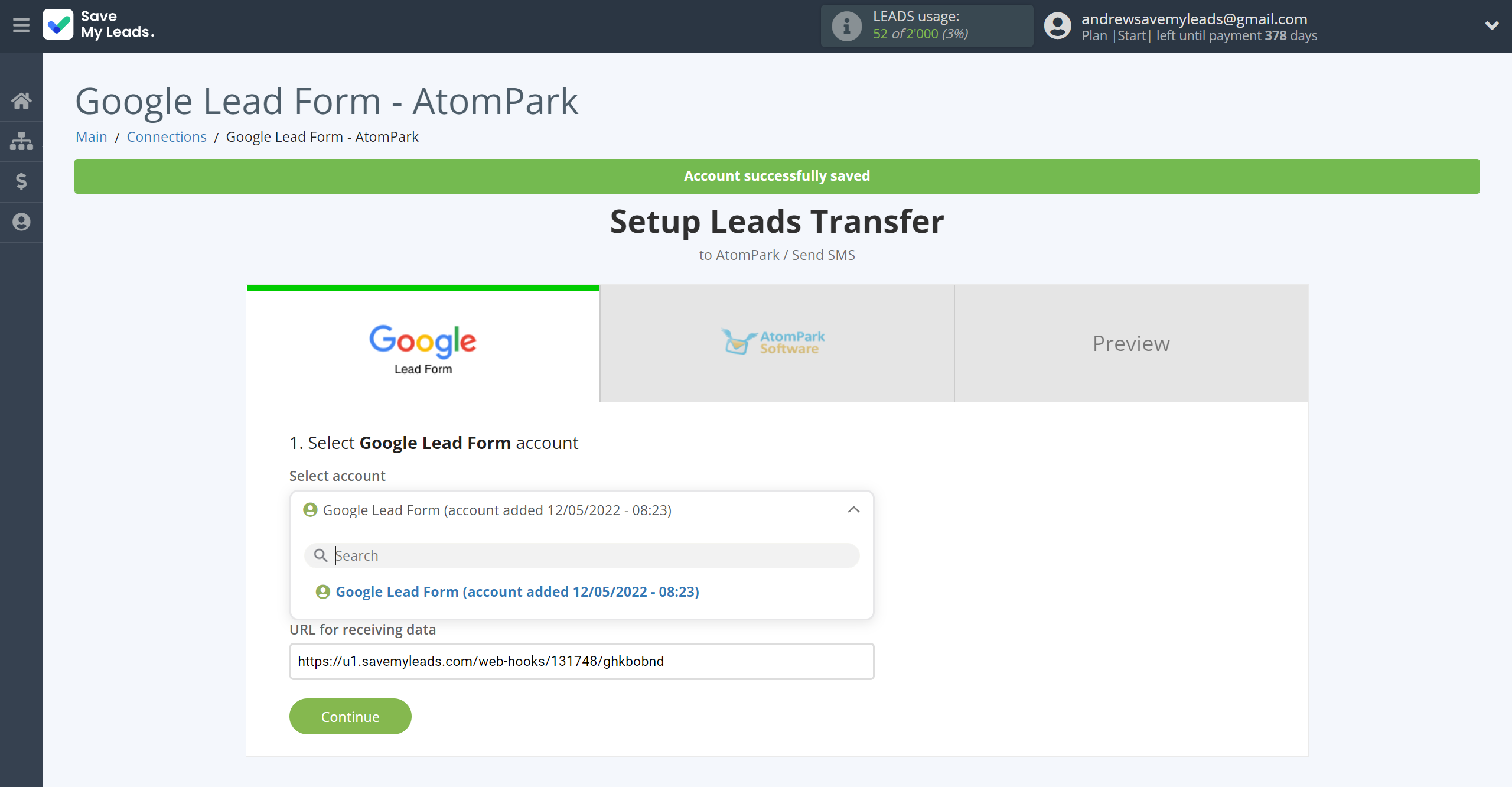 How to Connect Google Lead Form with AtomPark | Data Source account selection How to Connect Google Lead Form with AtomPark | Data Source account selection