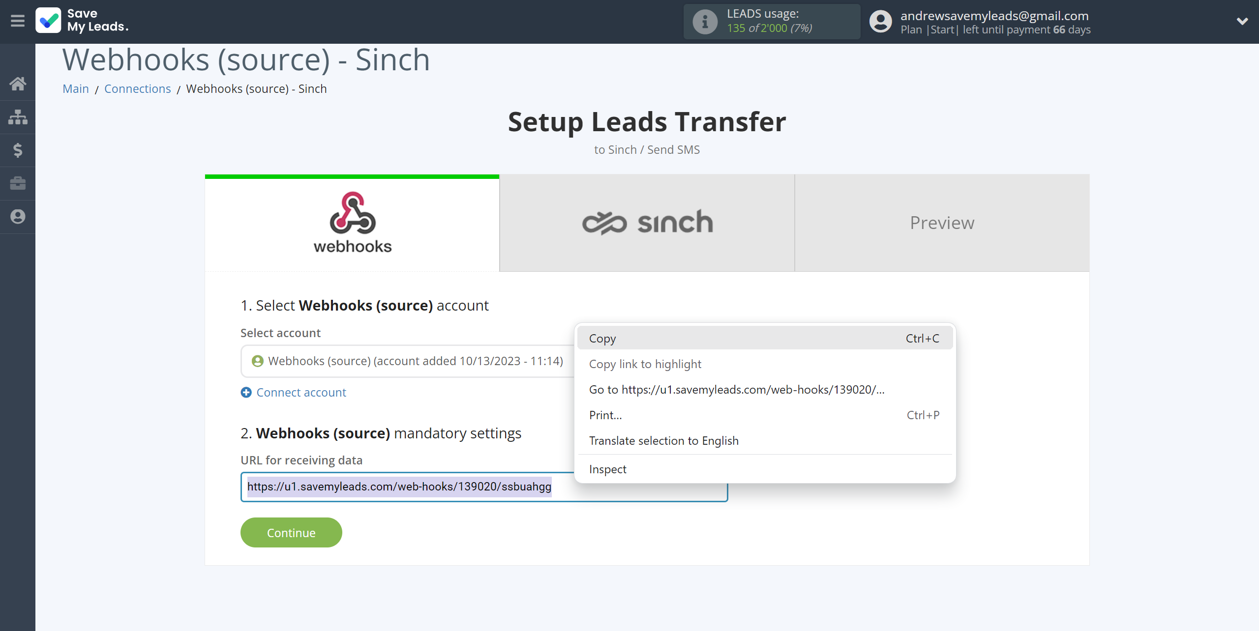 How to Connect Webhooks with Sinch | Data Source account connection How to Connect Webhooks with Sinch | Data Source account connection