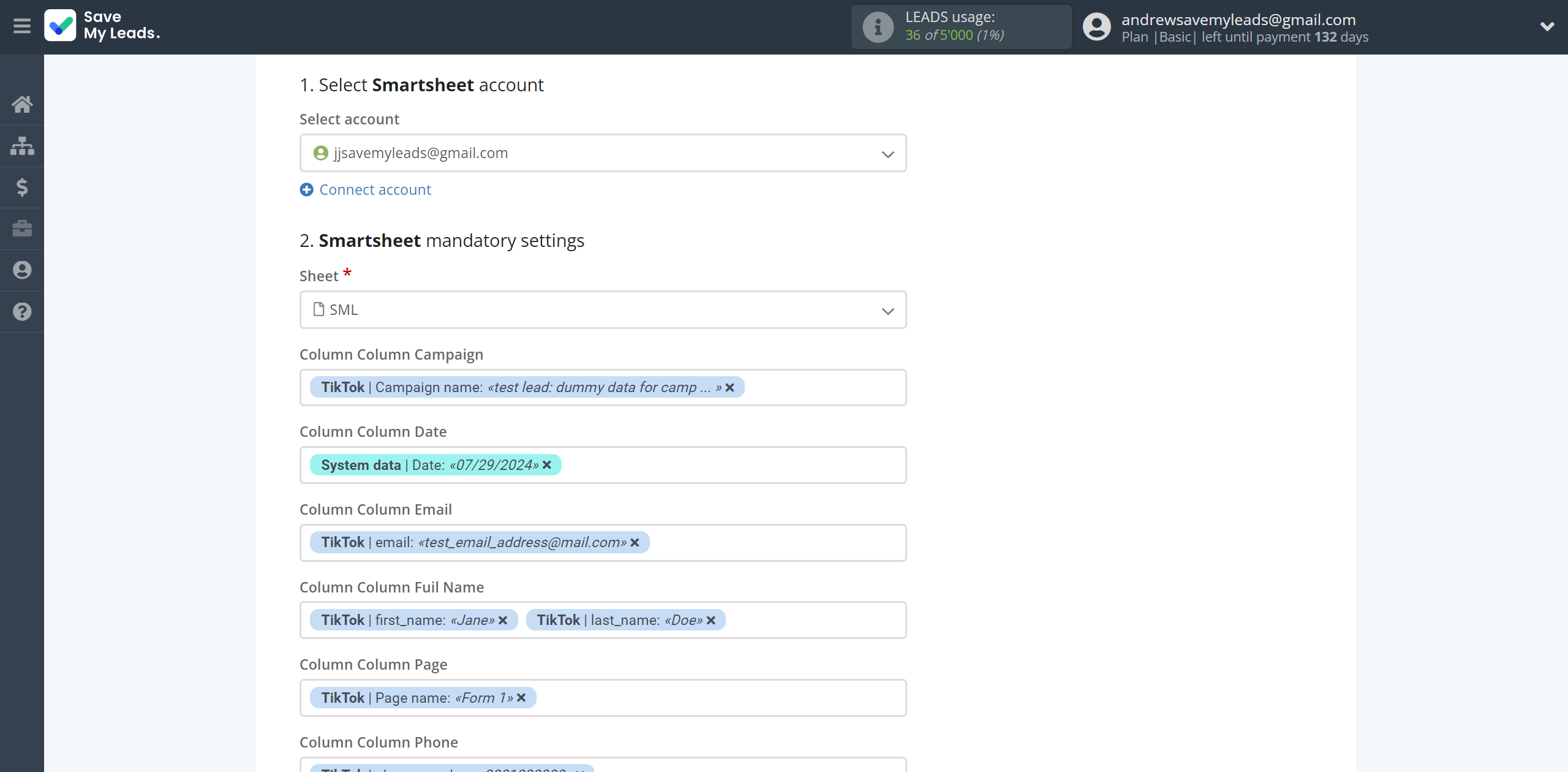 How to Connect TikTok with Smartsheet | Assigning fields How to Connect TikTok with Smartsheet | Assigning fields