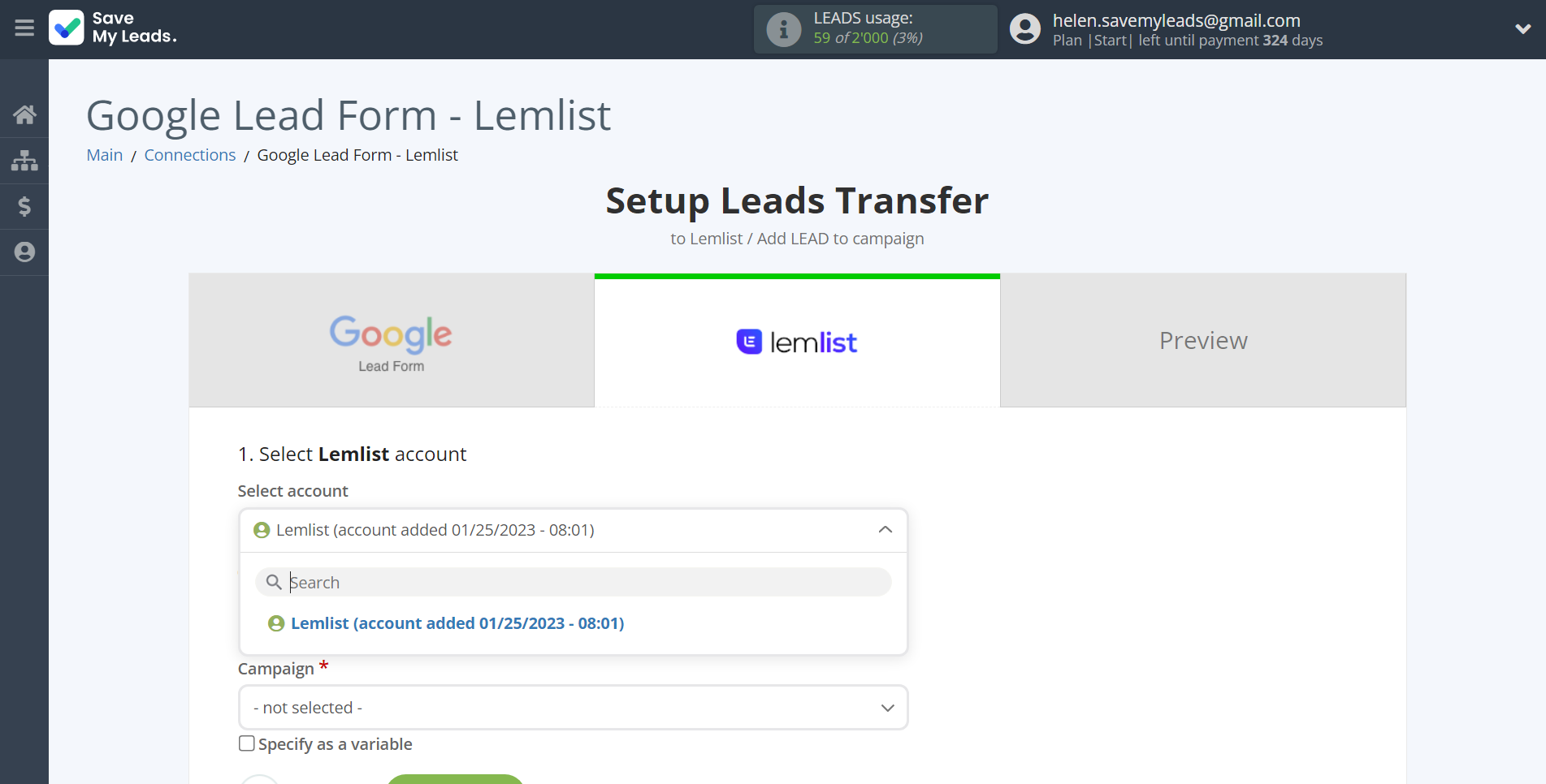 How to Connect Google Lead Form with Lemlist | Data Destination account selection How to Connect Google Lead Form with Lemlist | Data Destination account selection