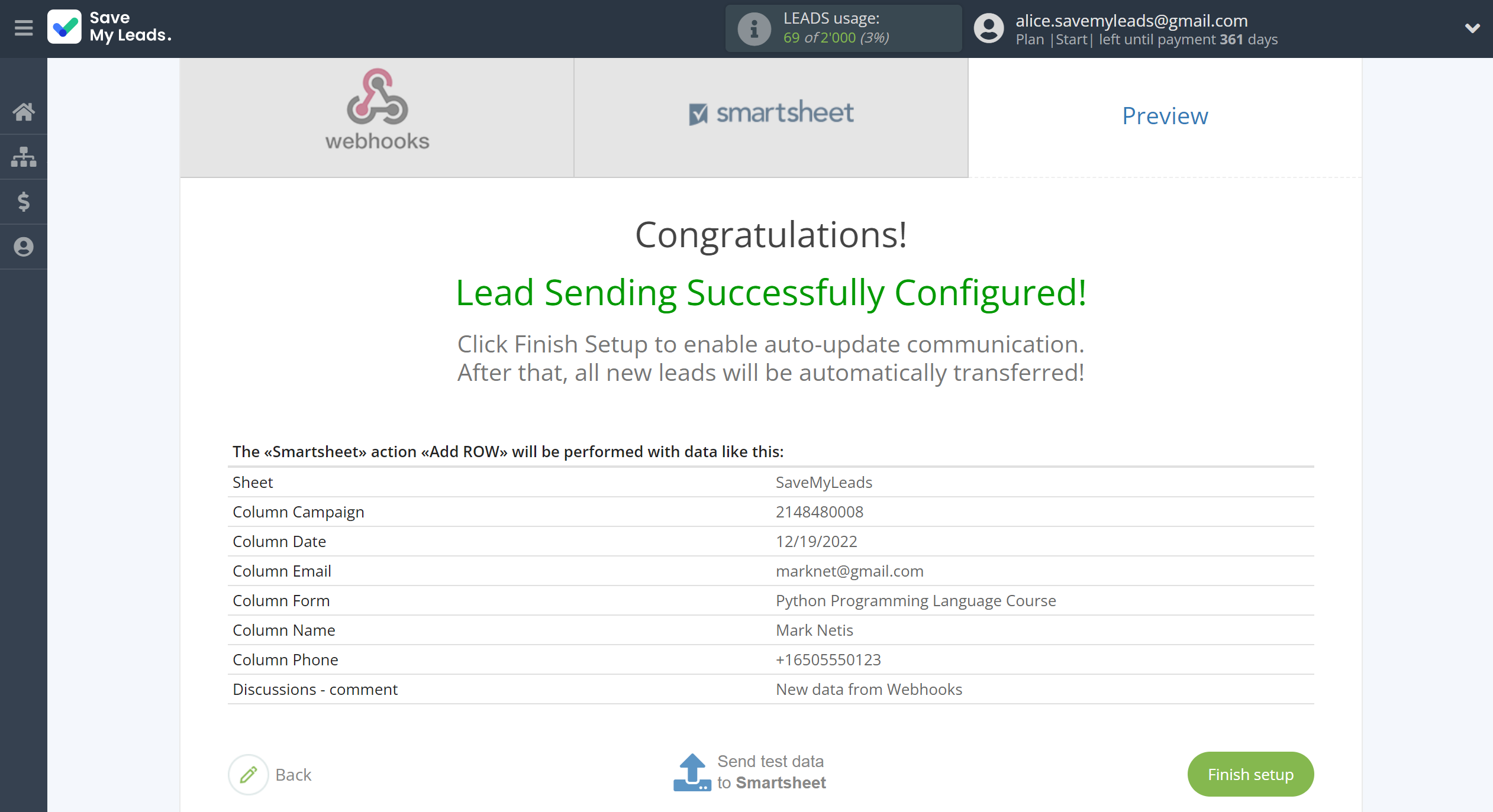 How to Connect Webhooks with Smartsheet | Test data How to Connect Webhooks with Smartsheet | Test data
