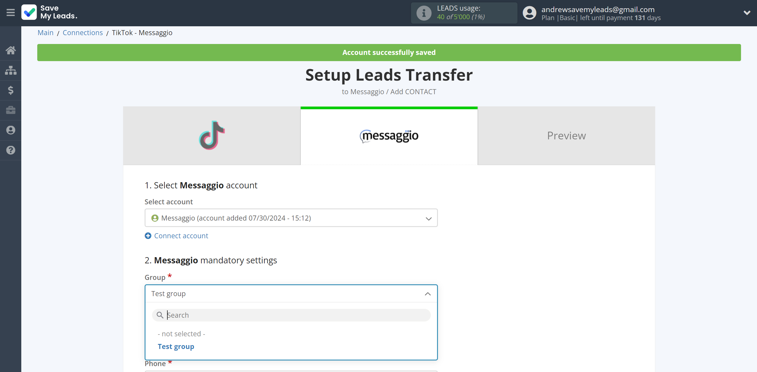 How to Connect TikTok with Messaggio | Assigning fields How to Connect TikTok with Messaggio | Assigning fields