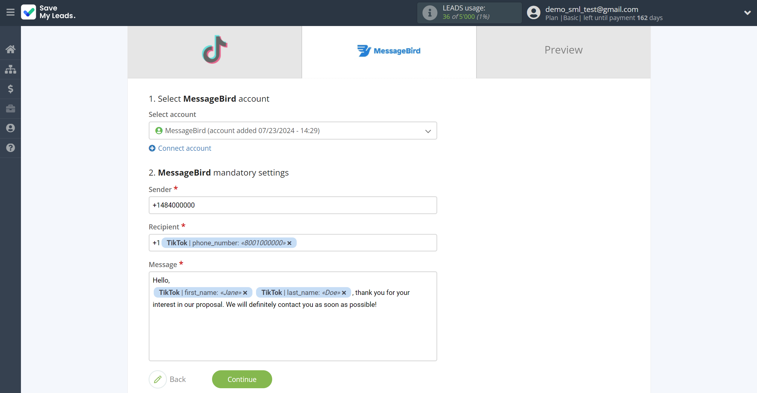 How to Connect TikTok with MessageBird | Assigning fields How to Connect TikTok with MessageBird | Assigning fields