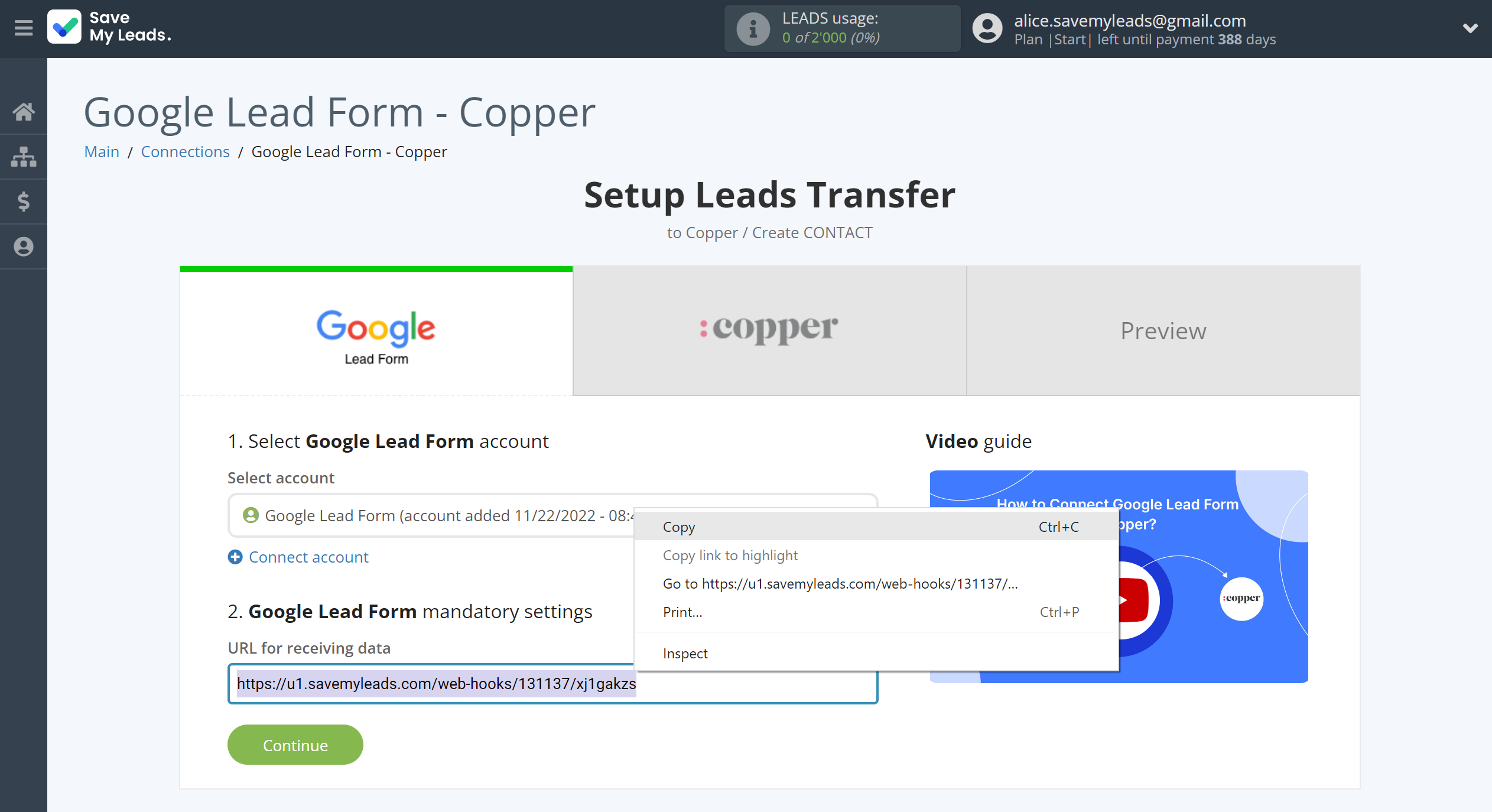 How to Connect Google Lead Form with Copper Create Contacts | Data Source account connection How to Connect Google Lead Form with Copper Create Contacts | Data Source account connection