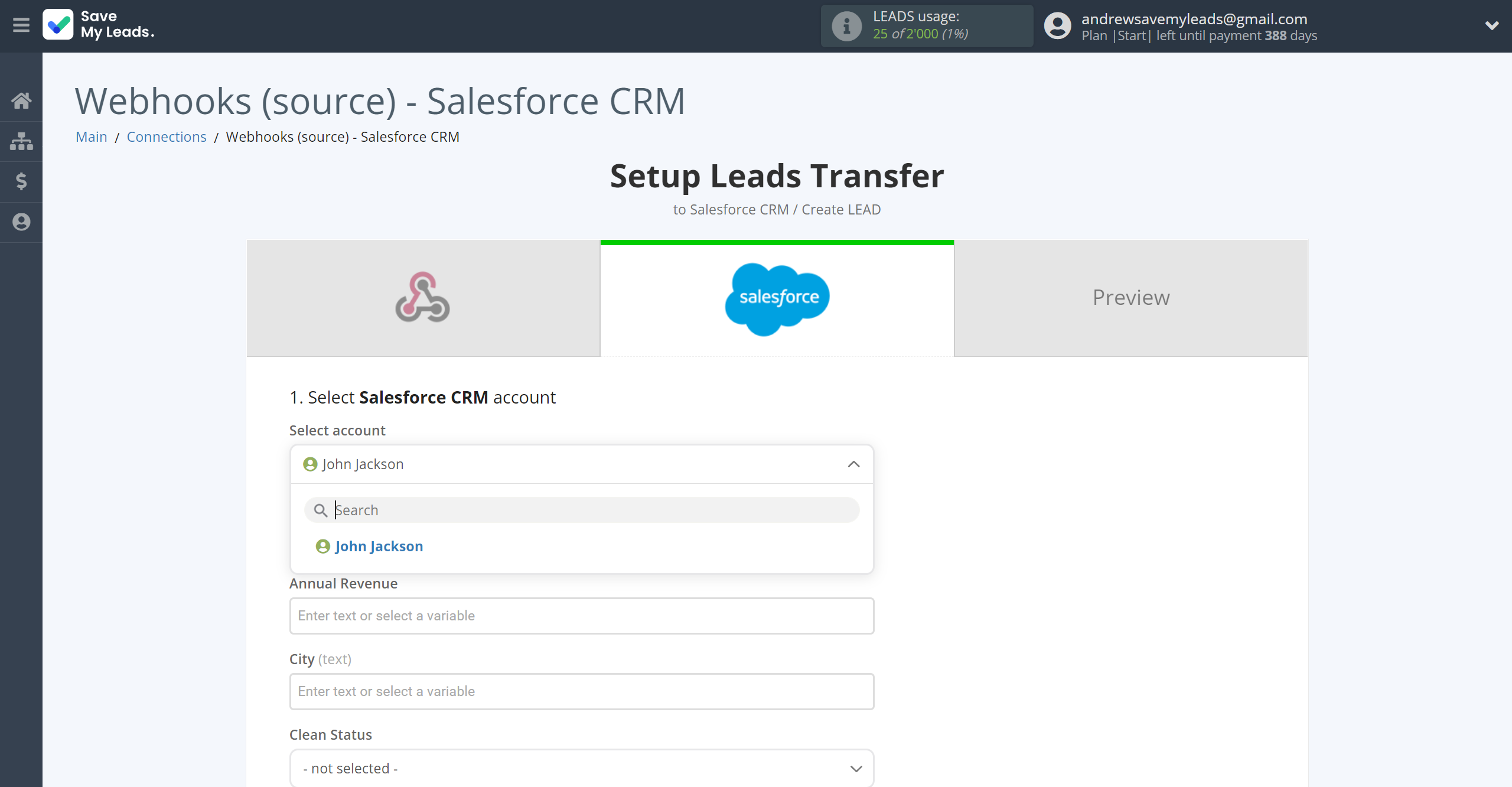 How to Connect Webhooks with Salesforce CRM Create Lead | Data Destination account selection How to Connect Webhooks with Salesforce CRM Create Lead | Data Destination account selection
