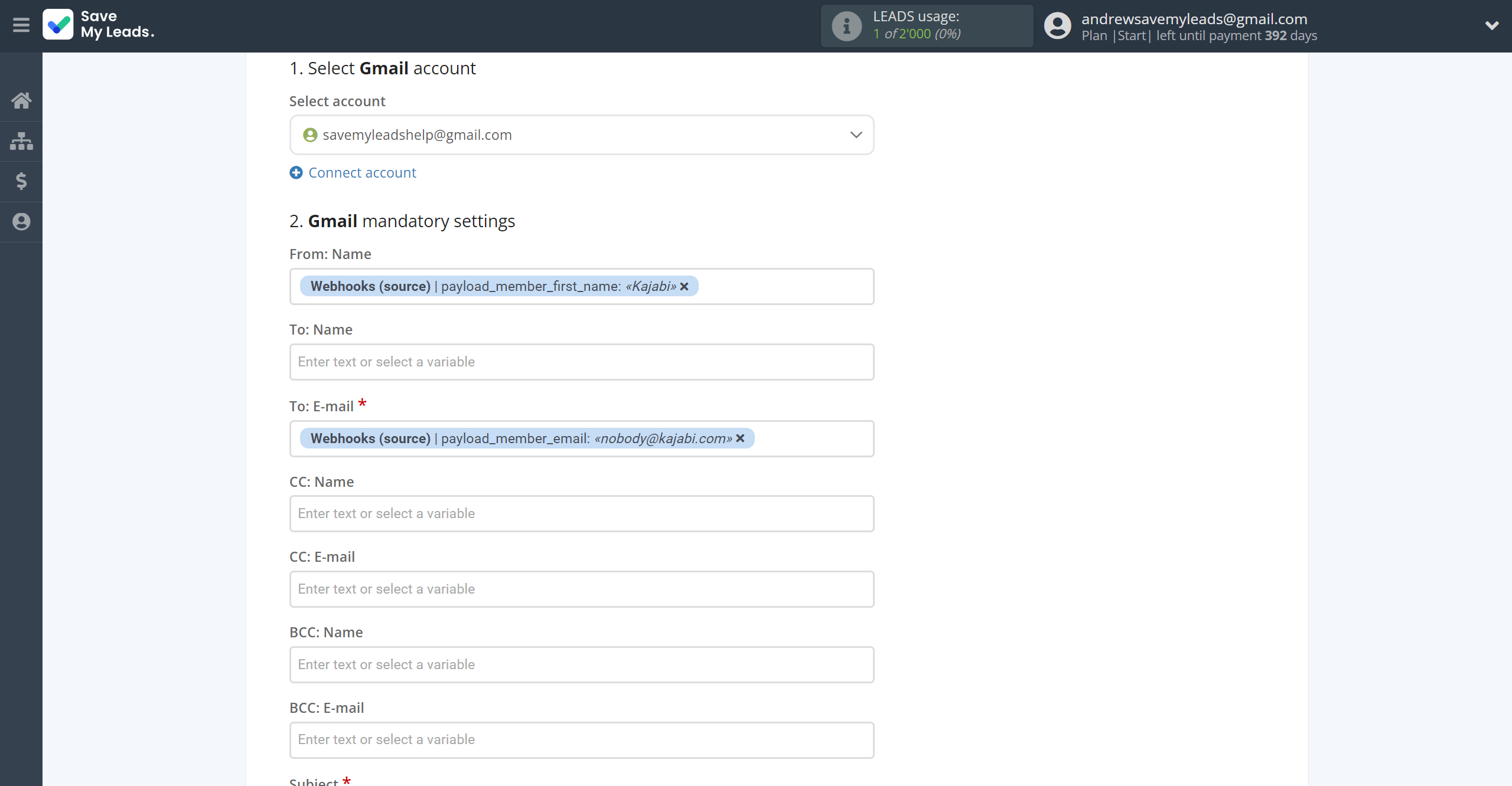 How to Connect Webhooks with Gmail | Assigning fields How to Connect Webhooks with Gmail | Assigning fields