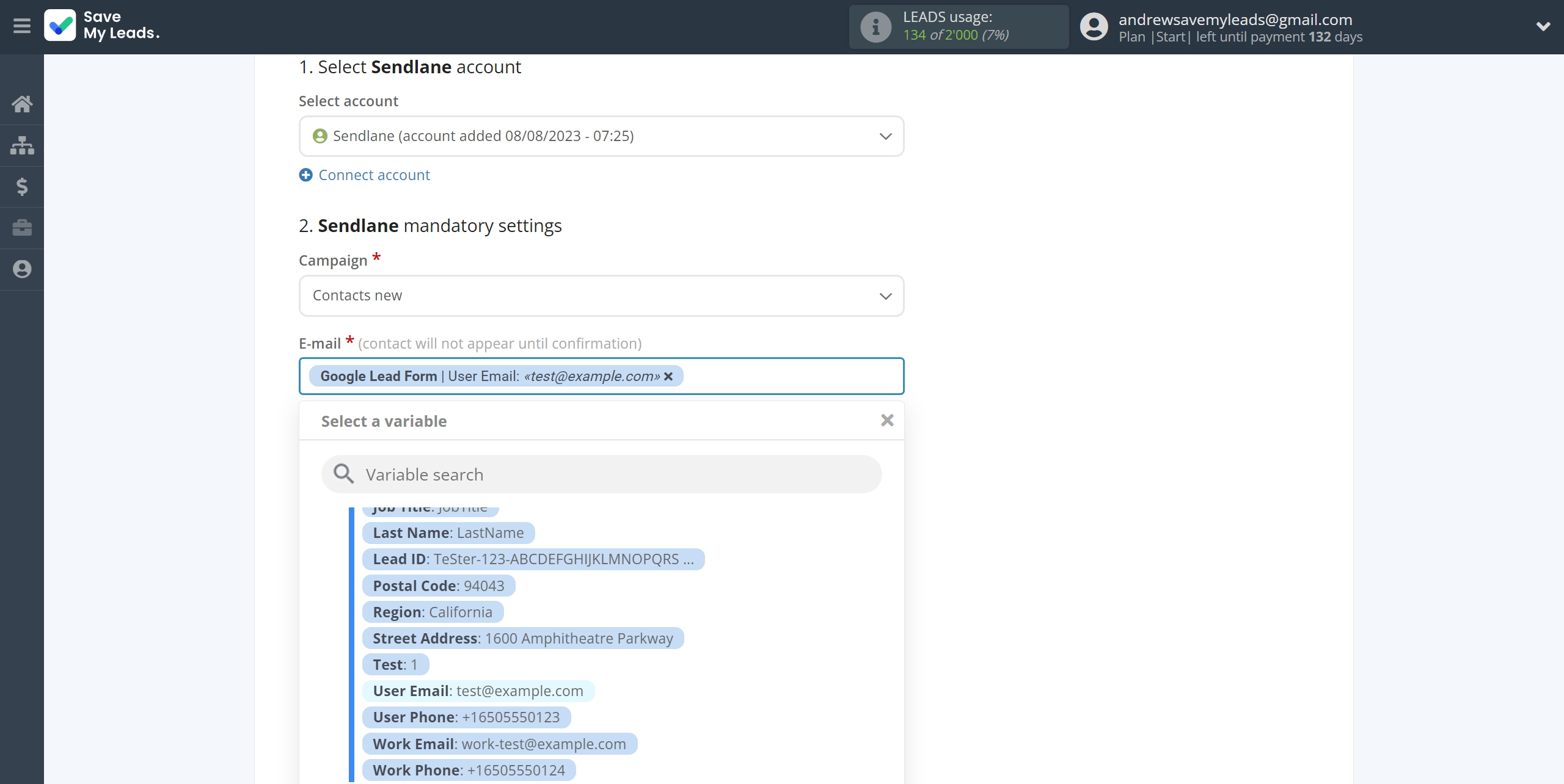 How to Connect Google Lead Form with Sendlane Add Contacts | Assigning fields How to Connect Google Lead Form with Sendlane Add Contacts | Assigning fields