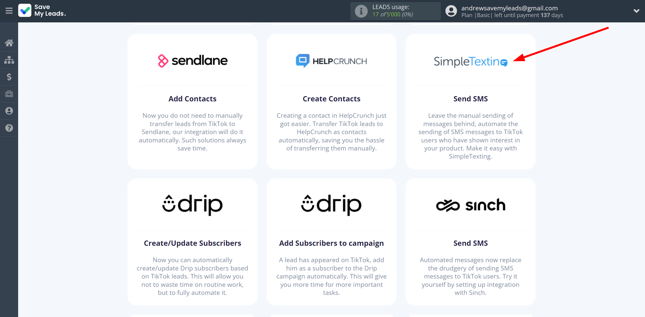 How to ConnectTikTok with SimpleTexting | Data Destination system selection How to ConnectTikTok with SimpleTexting | Data Destination system selection