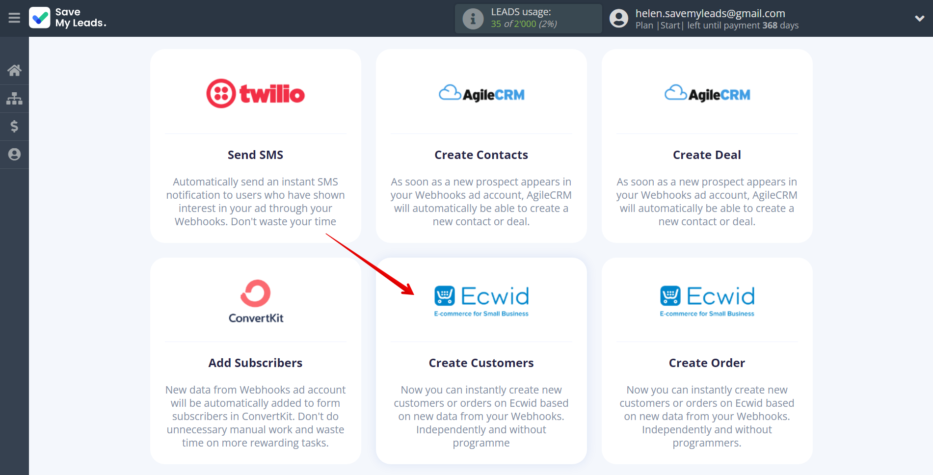 How to Connect Webhooks with Ecwid Create Customers | Data Destination system selection How to Connect Webhooks with Ecwid Create Customers | Data Destination system selection