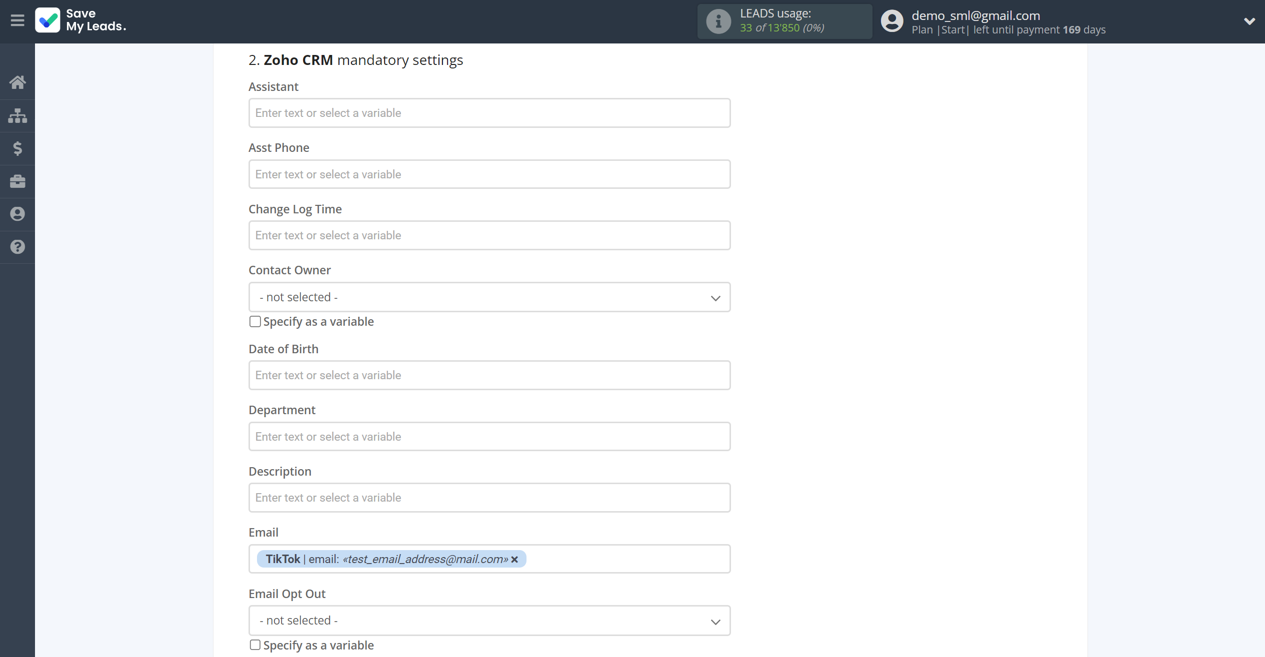 How to Connect TikTok with Zoho CRM Create Contacts | Assigning fields How to Connect TikTok with Zoho CRM Create Contacts | Assigning fields