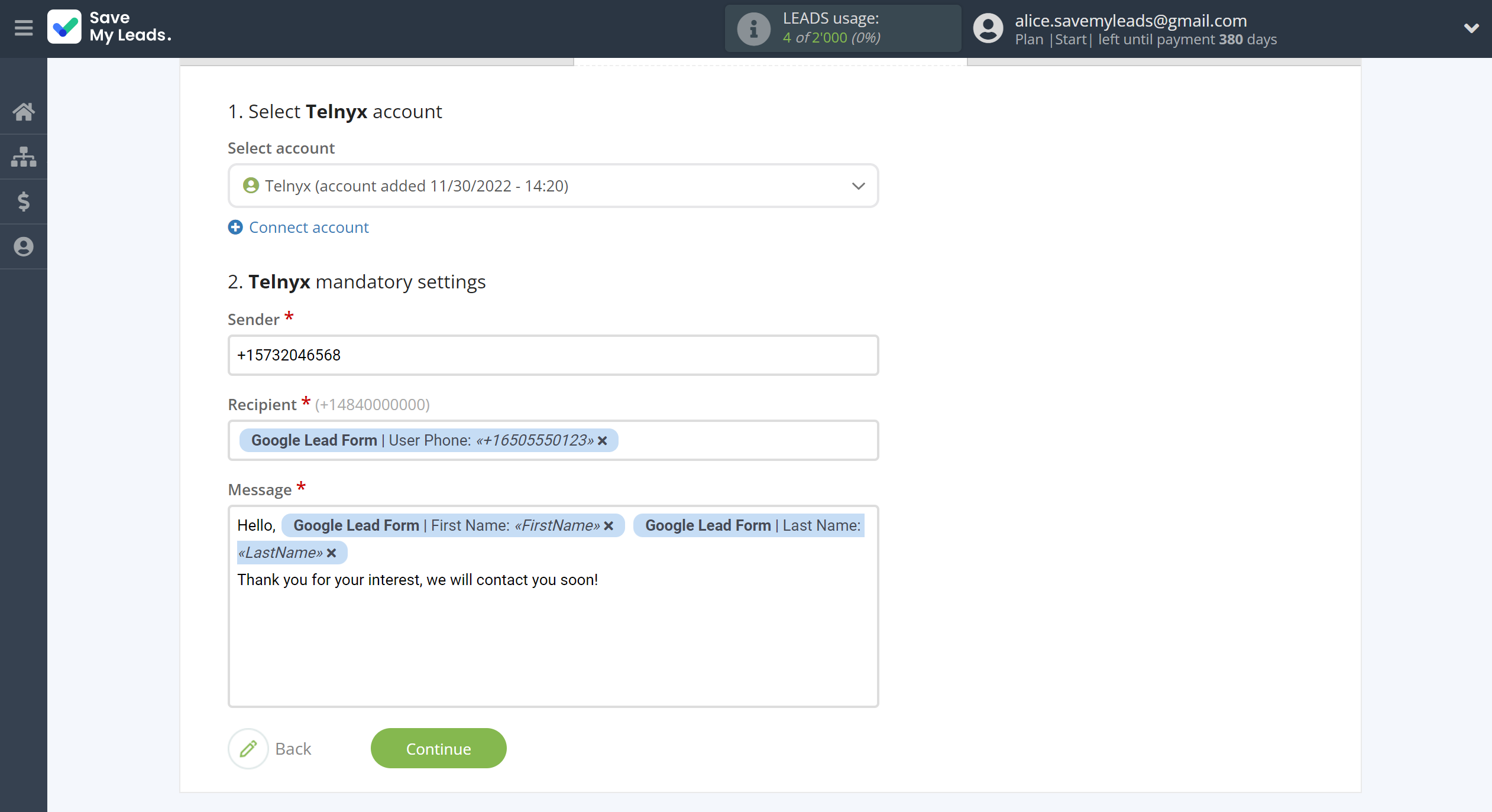 How to Connect Google Lead Form with Telnyx | Assigning fields How to Connect Google Lead Form with Telnyx | Assigning fields
