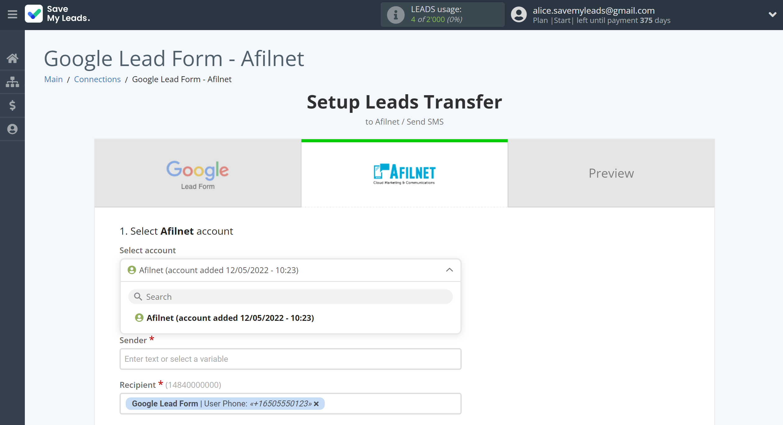How to Connect Google Lead Form with Afilnet | Data Destination account selection How to Connect Google Lead Form with Afilnet | Data Destination account selection