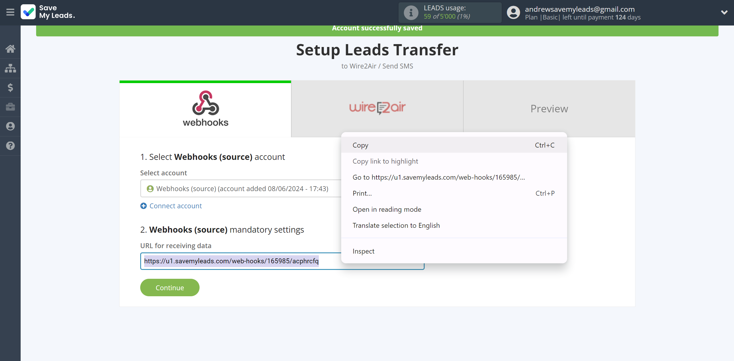 How to Connect Webhooks with Wire2Air | Data Source account connection How to Connect Webhooks with Wire2Air | Data Source account connection