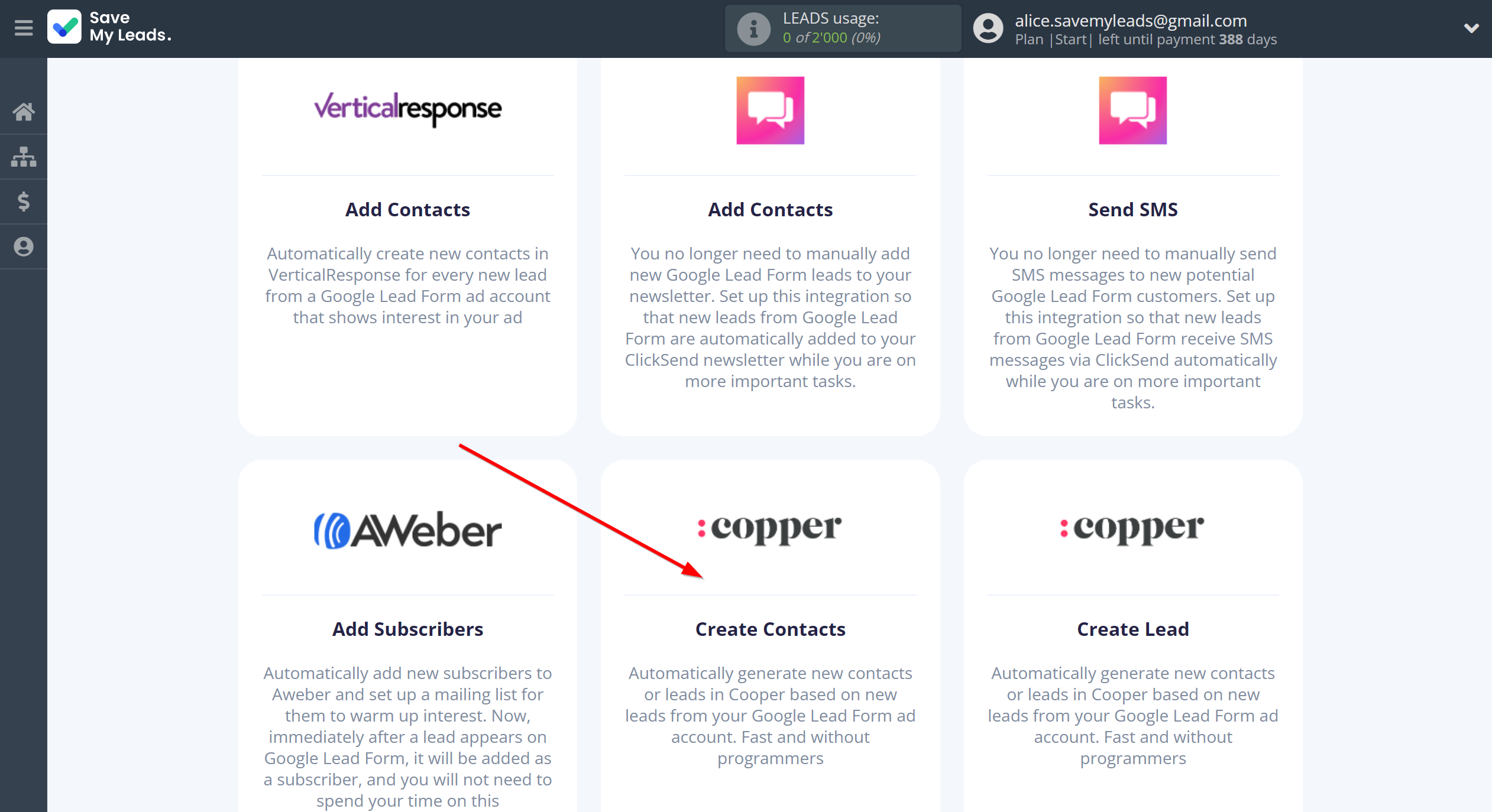 How to Connect Google Lead Form with Copper Create Contacts | Data Destination system selection How to Connect Google Lead Form with Copper Create Contacts | Data Destination system selection