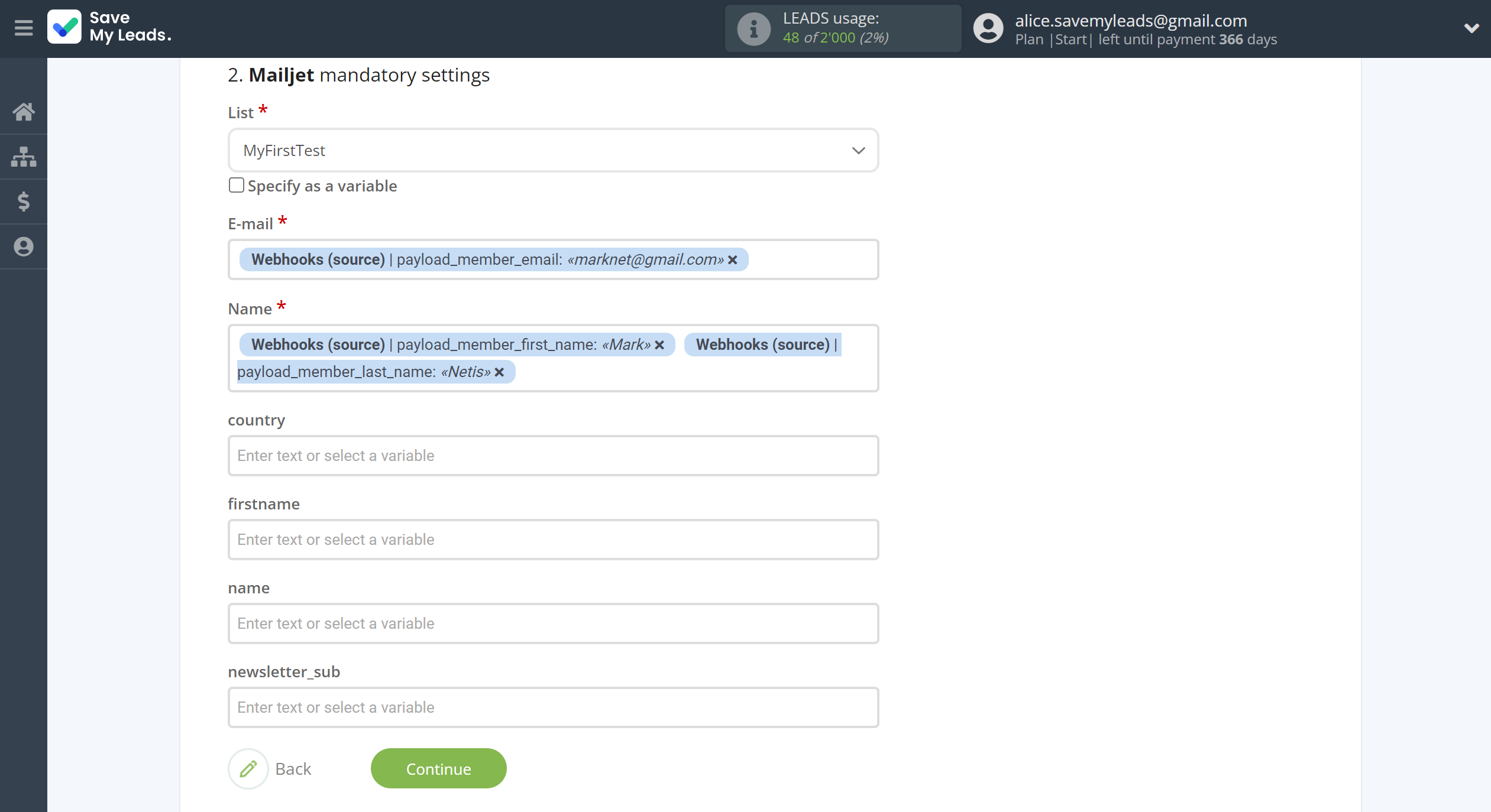 How to Connect Webhooks with Mailjet | Assigning fields How to Connect Webhooks with Mailjet | Assigning fields