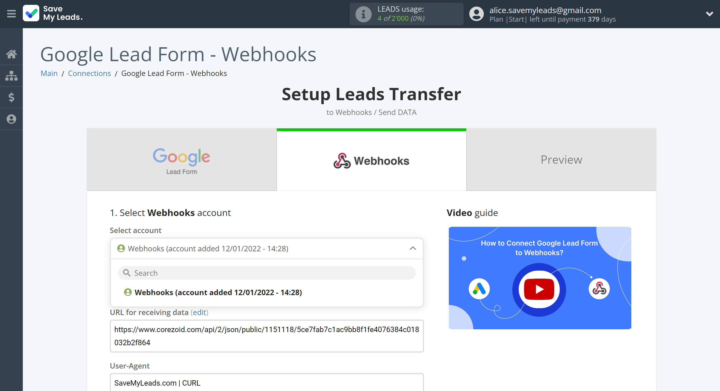 How to Connect Google Lead Form with Webhooks | Data Destination account selection How to Connect Google Lead Form with Webhooks | Data Destination account selection