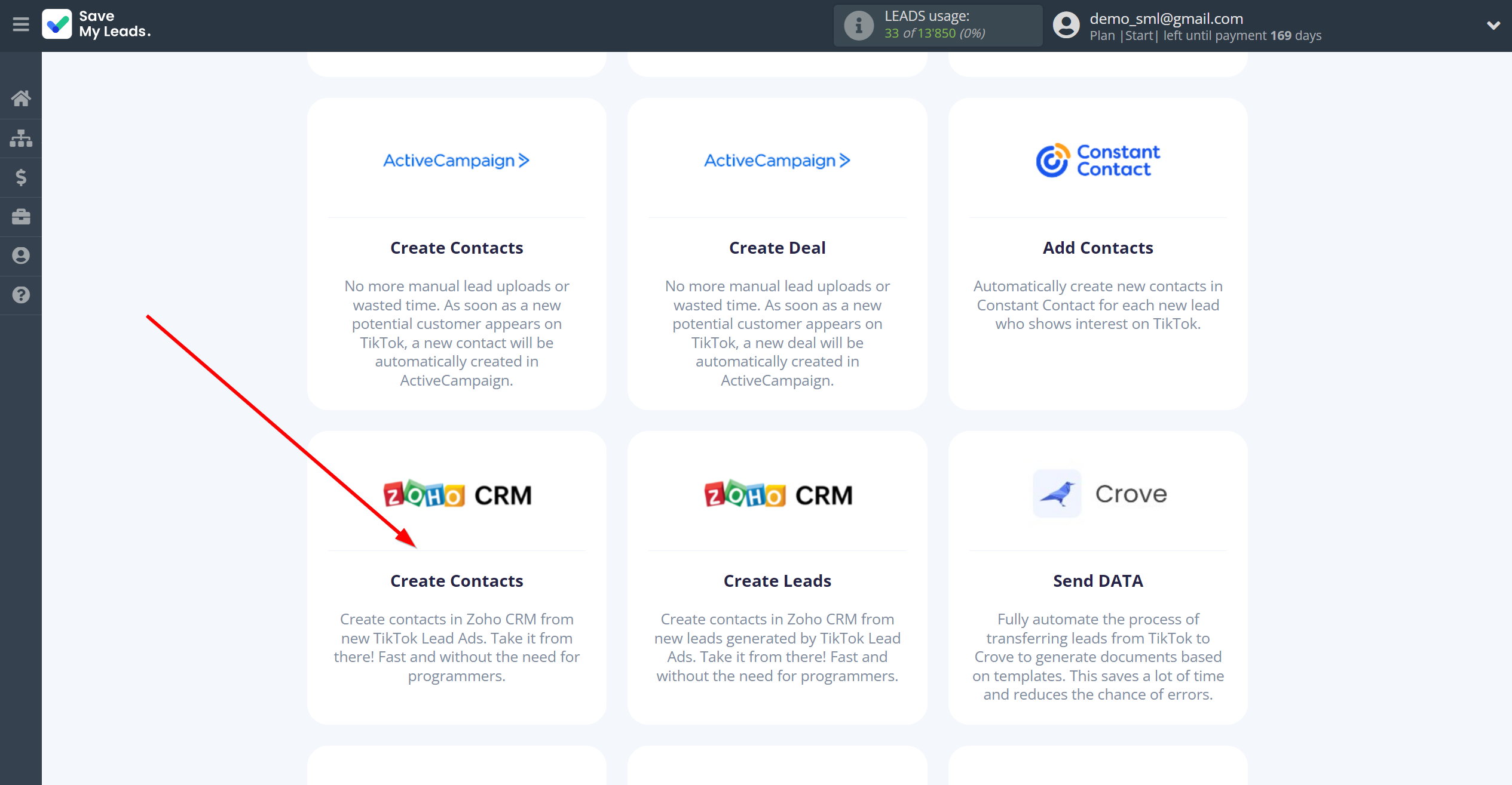 How to Connect TikTok with Zoho CRM Create Contacts | Data Destination system selection How to Connect TikTok with Zoho CRM Create Contacts | Data Destination system selection