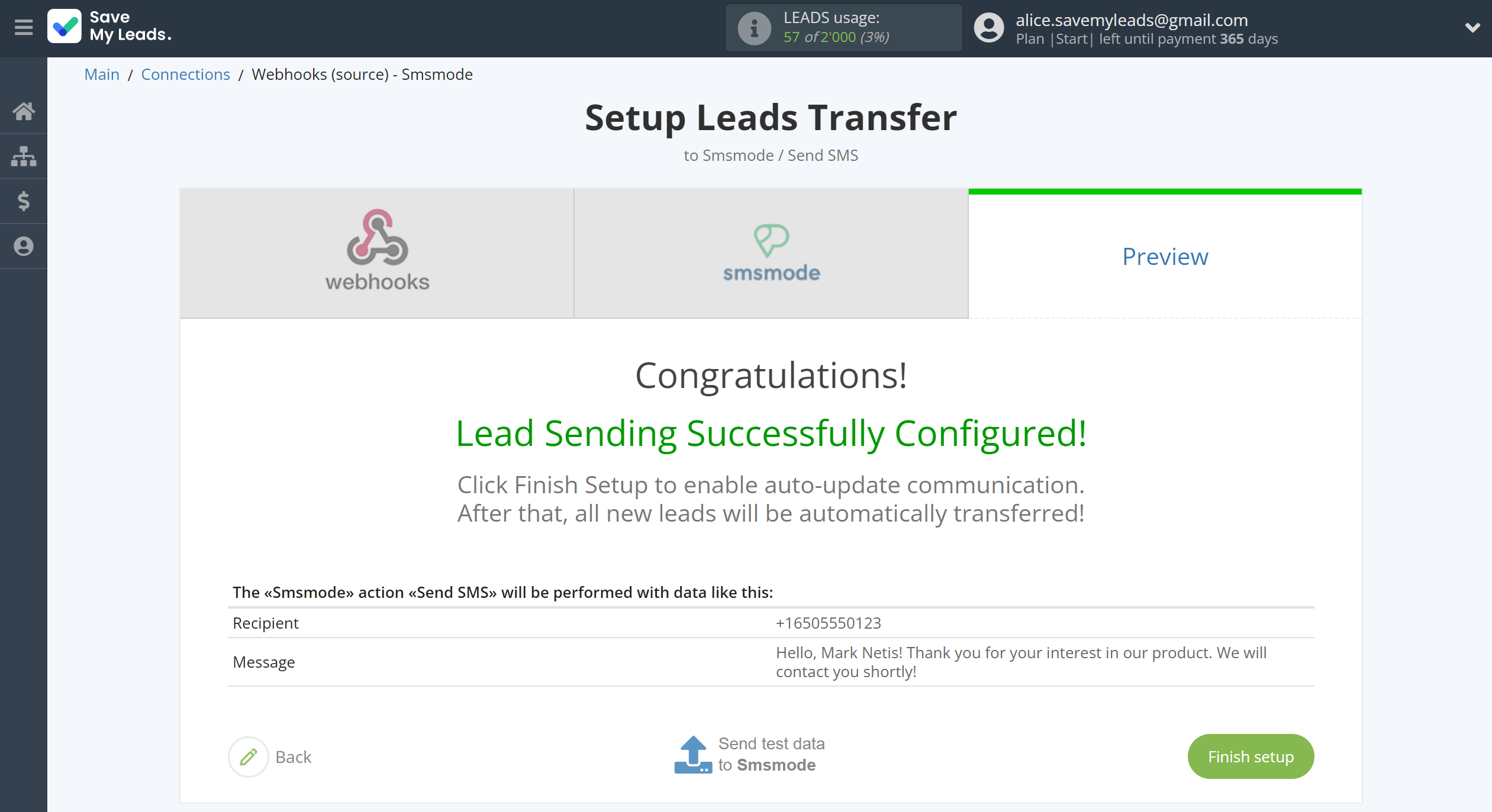 How to Connect Webhooks with Smsmode | Test data How to Connect Webhooks with Smsmode | Test data