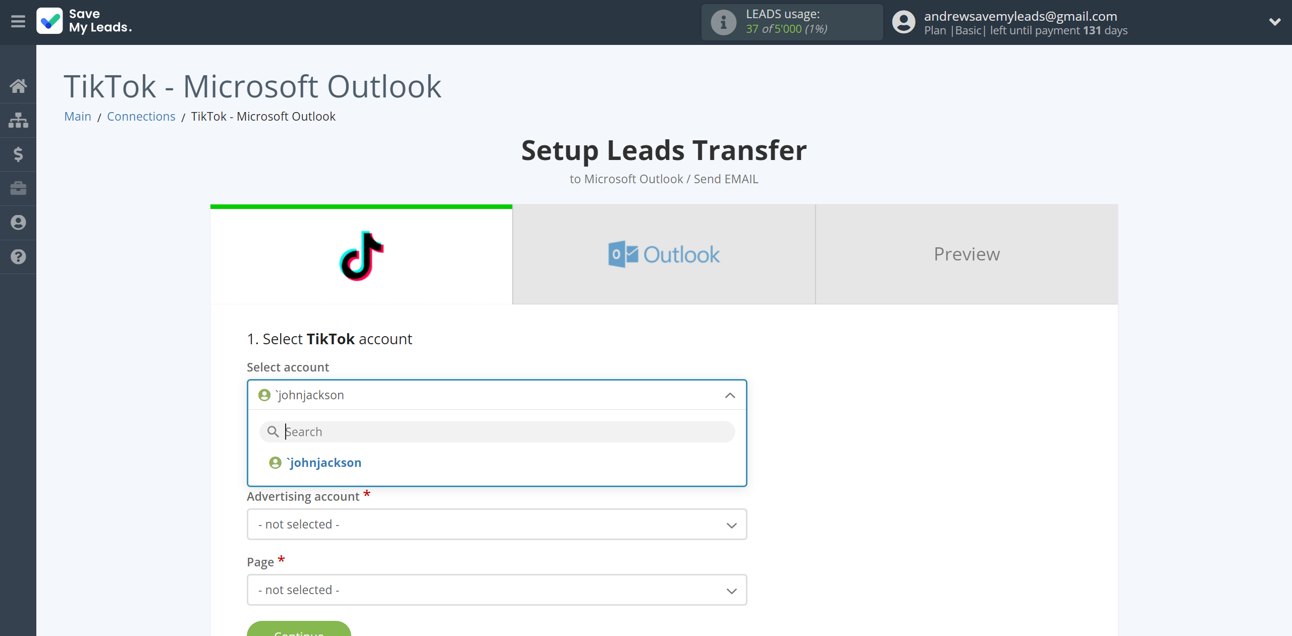 How to Connect TikTok with Microsoft Outlook | Data Source account selection How to Connect TikTok with Microsoft Outlook | Data Source account selection