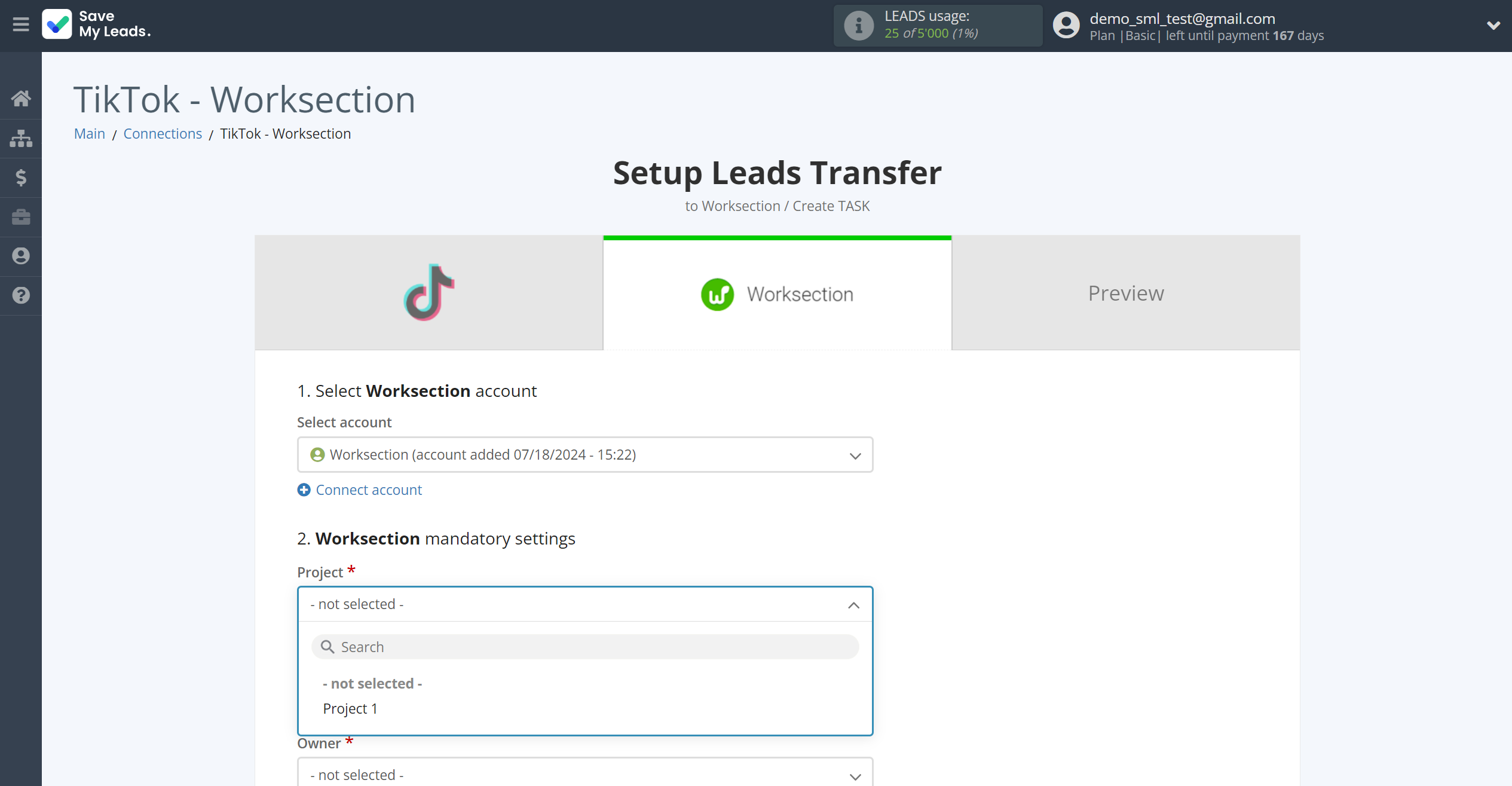 How to Connect TikTok with Worksection | Assigning fields How to Connect TikTok with Worksection | Assigning fields