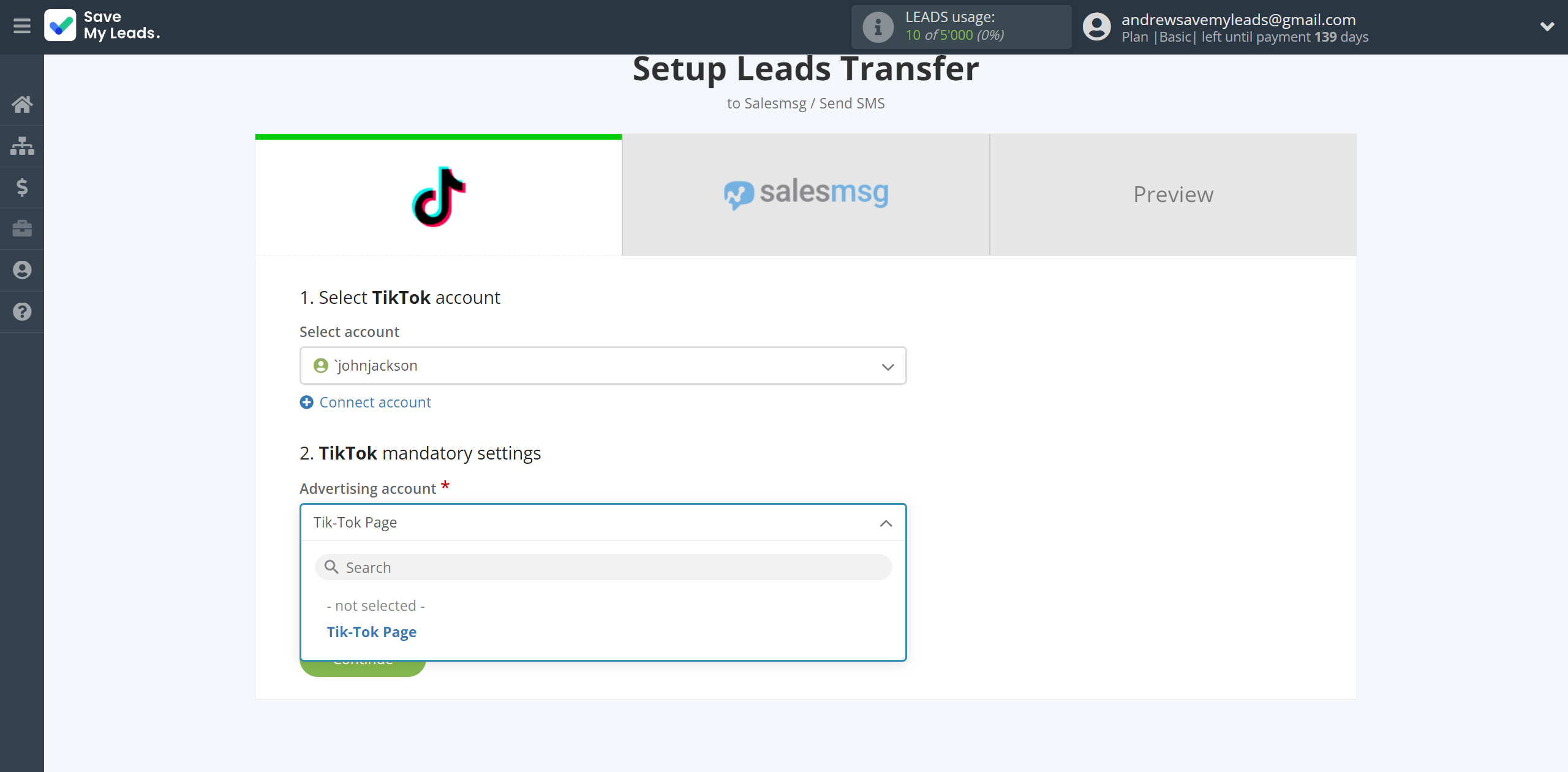 How to Connect TikTok with Salesmsg | Data Source account connection How to Connect TikTok with Salesmsg | Data Source account connection
