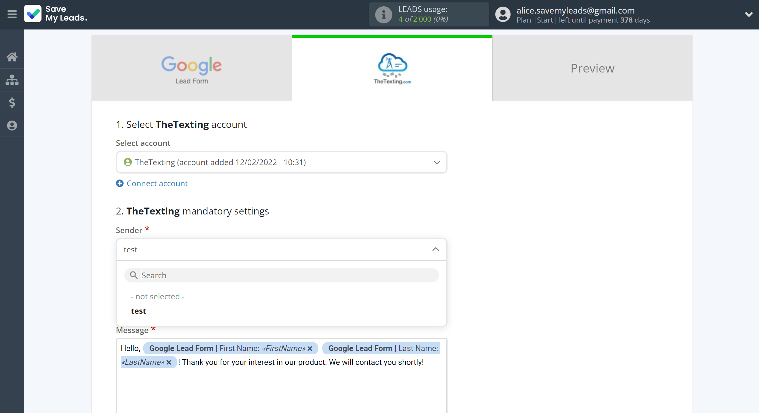 How to Connect Google Lead Form with TheTexting | Assigning fields How to Connect Google Lead Form with TheTexting | Assigning fields