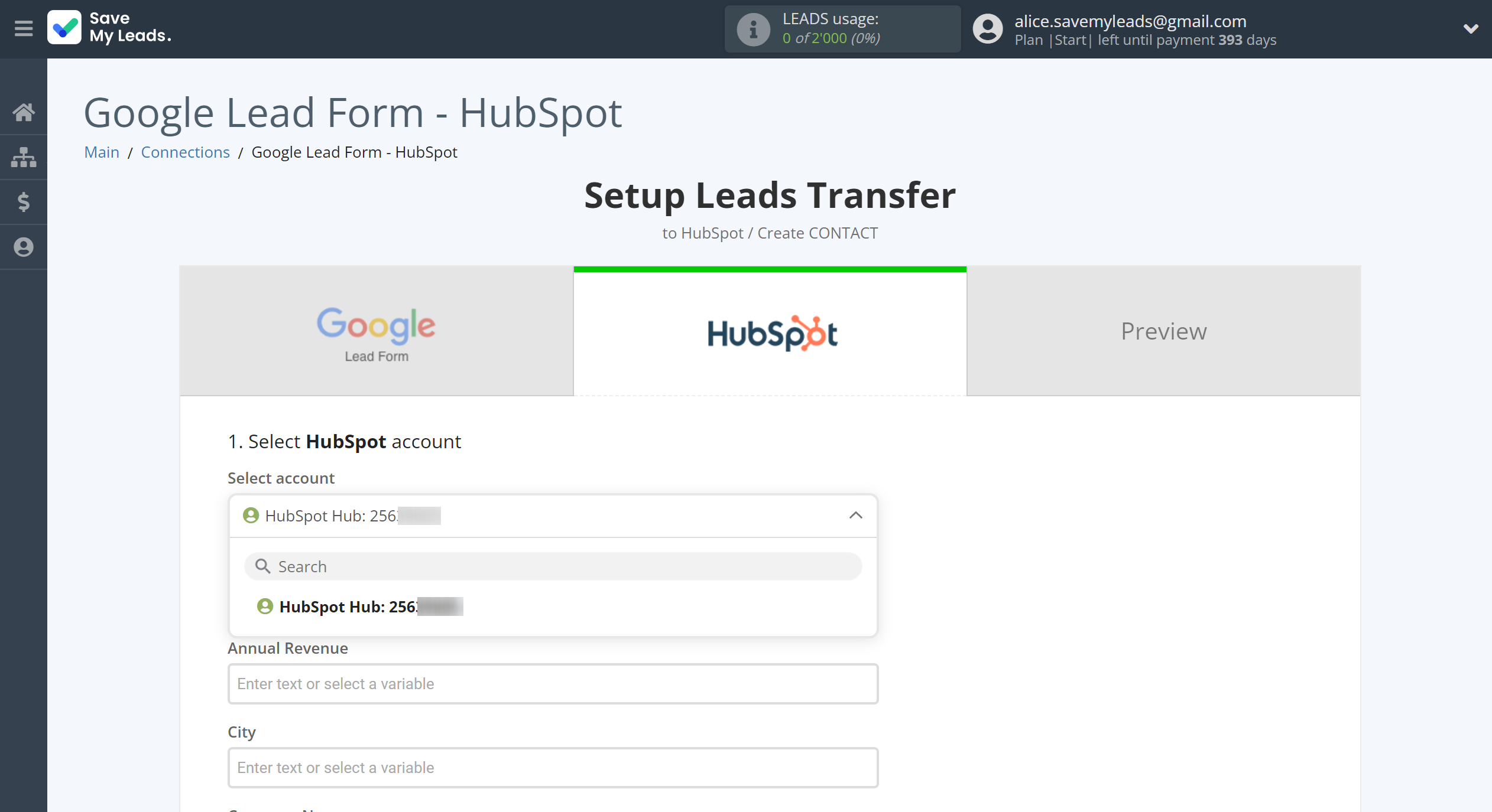 How to Connect Google Lead Form with HubSpot Create Contacts | Data Destination account selection How to Connect Google Lead Form with HubSpot Create Contacts | Data Destination account selection