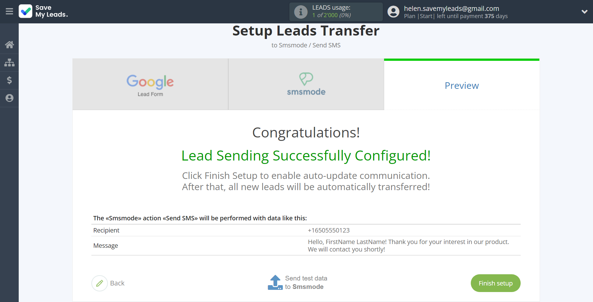 How to Connect Google Lead Form with Smsmode | Test data How to Connect Google Lead Form with Smsmode | Test data