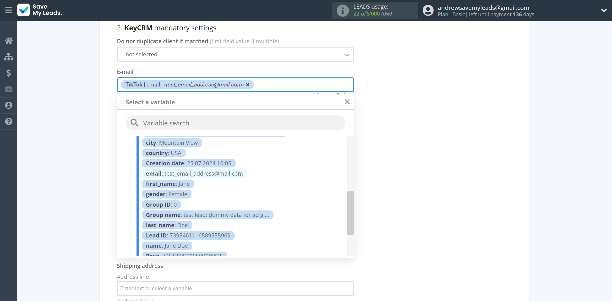 How to Connect TikTok with KeyCRM Create Customer | Assigning fields How to Connect TikTok with KeyCRM Create Customer | Assigning fields
