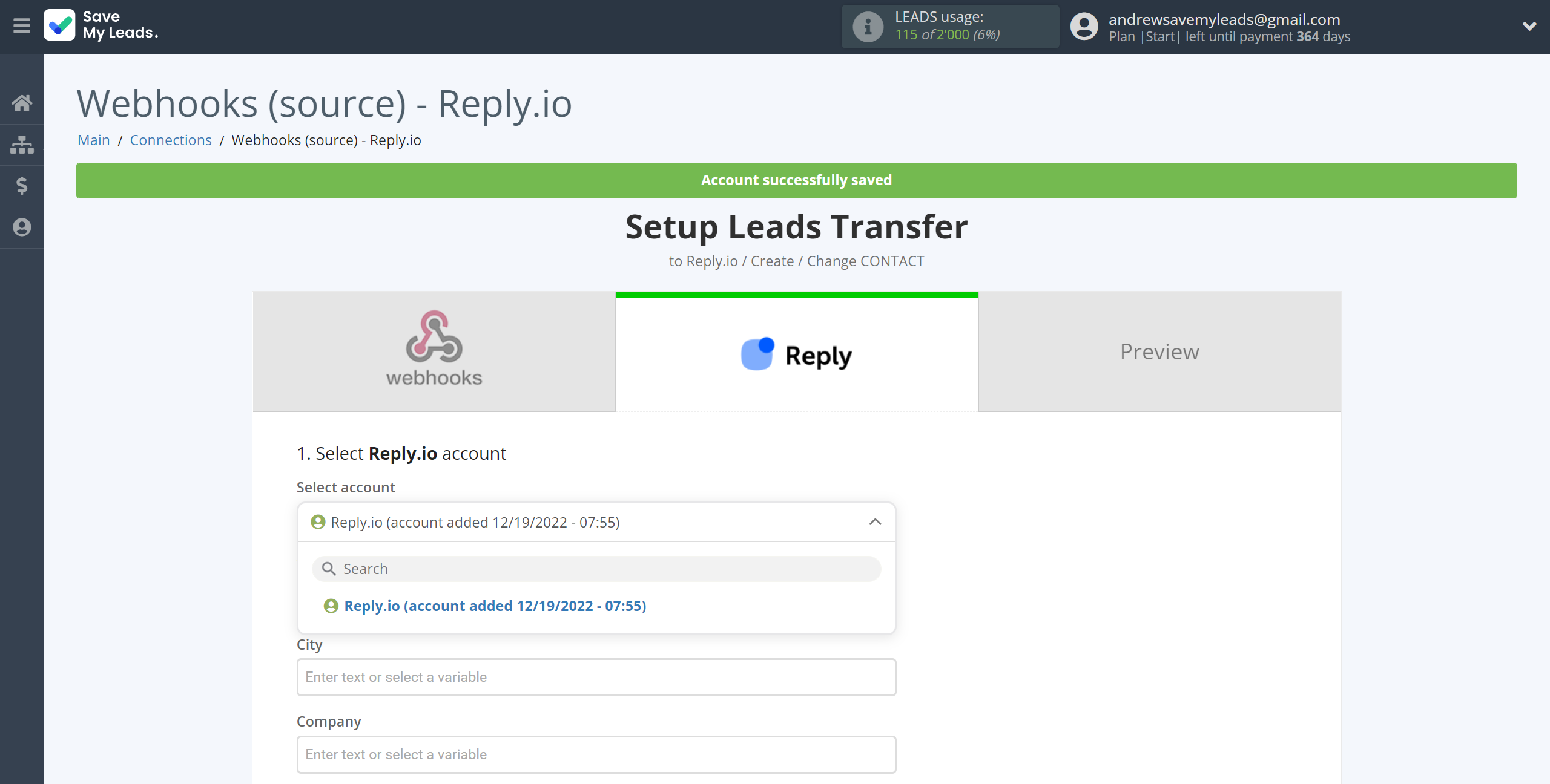 How to Connect Webhooks with Reply.io | Data Destination account selection How to Connect Webhooks with Reply.io | Data Destination account selection
