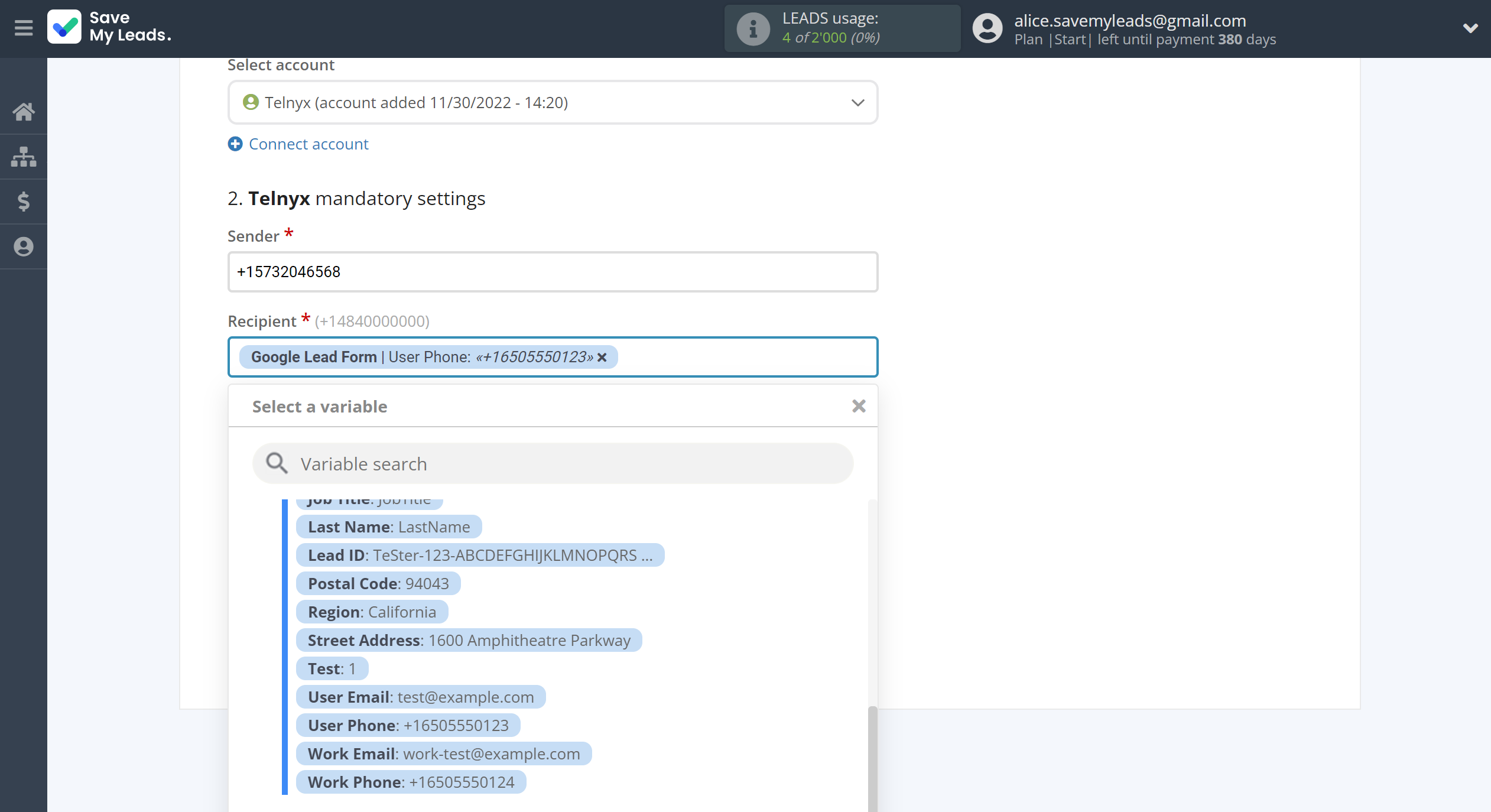 How to Connect Google Lead Form with Telnyx | Assigning fields How to Connect Google Lead Form with Telnyx | Assigning fields
