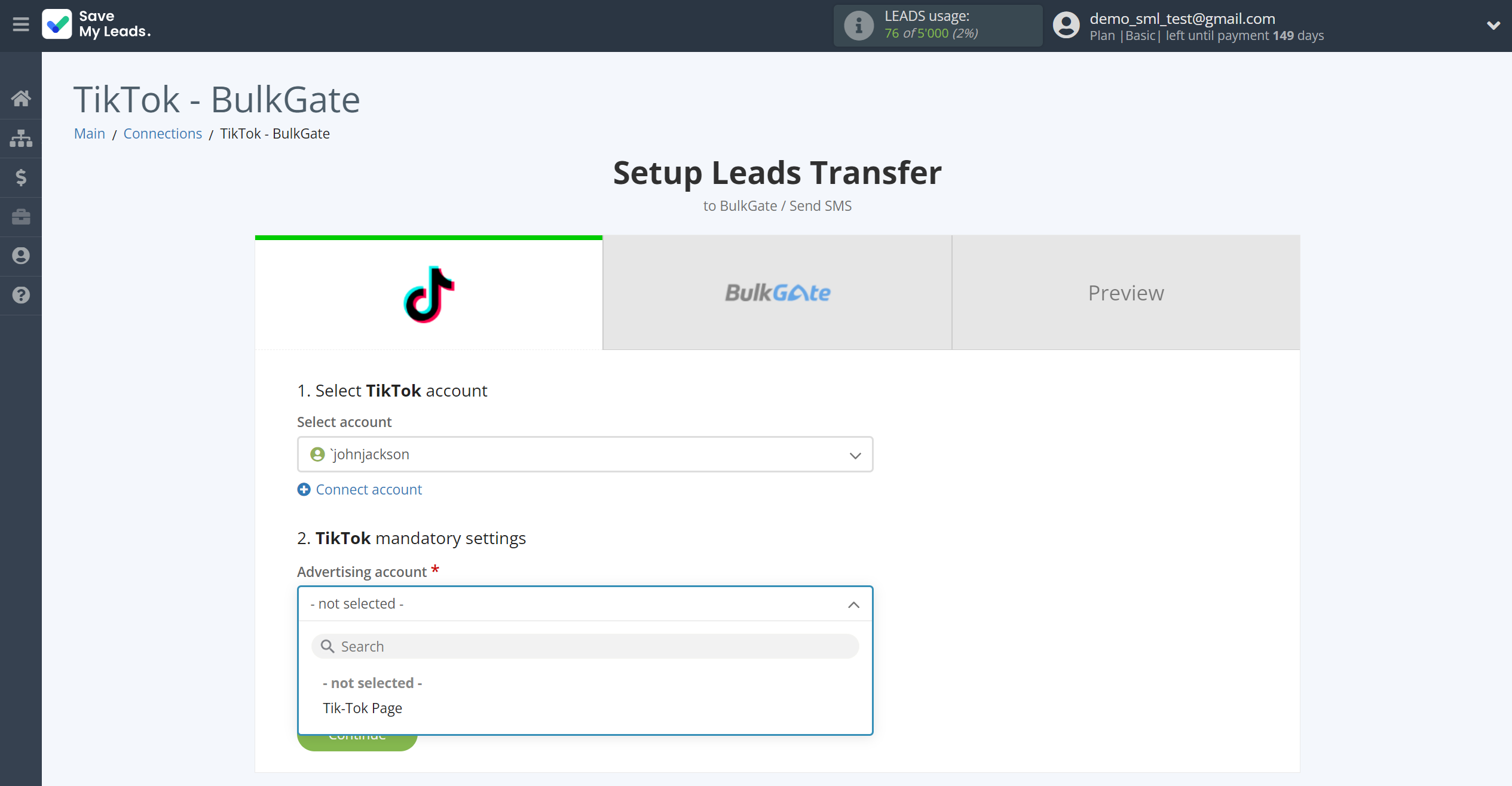 How to Connect TikTok with BulkGate | Data Source account connection How to Connect TikTok with BulkGate | Data Source account connection