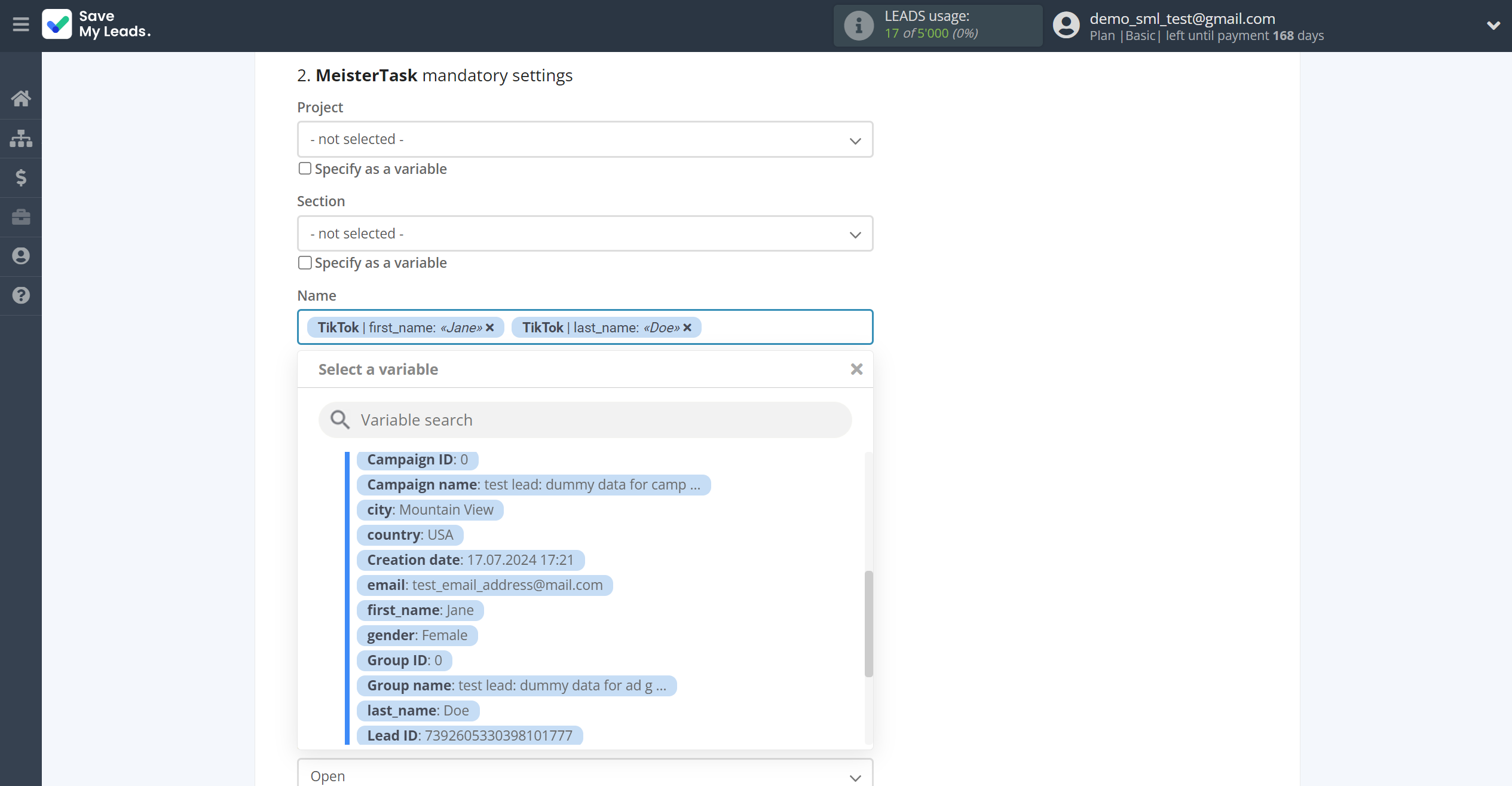 How to Connect TikTok with MeisterTask | Assigning fields How to Connect TikTok with MeisterTask | Assigning fields