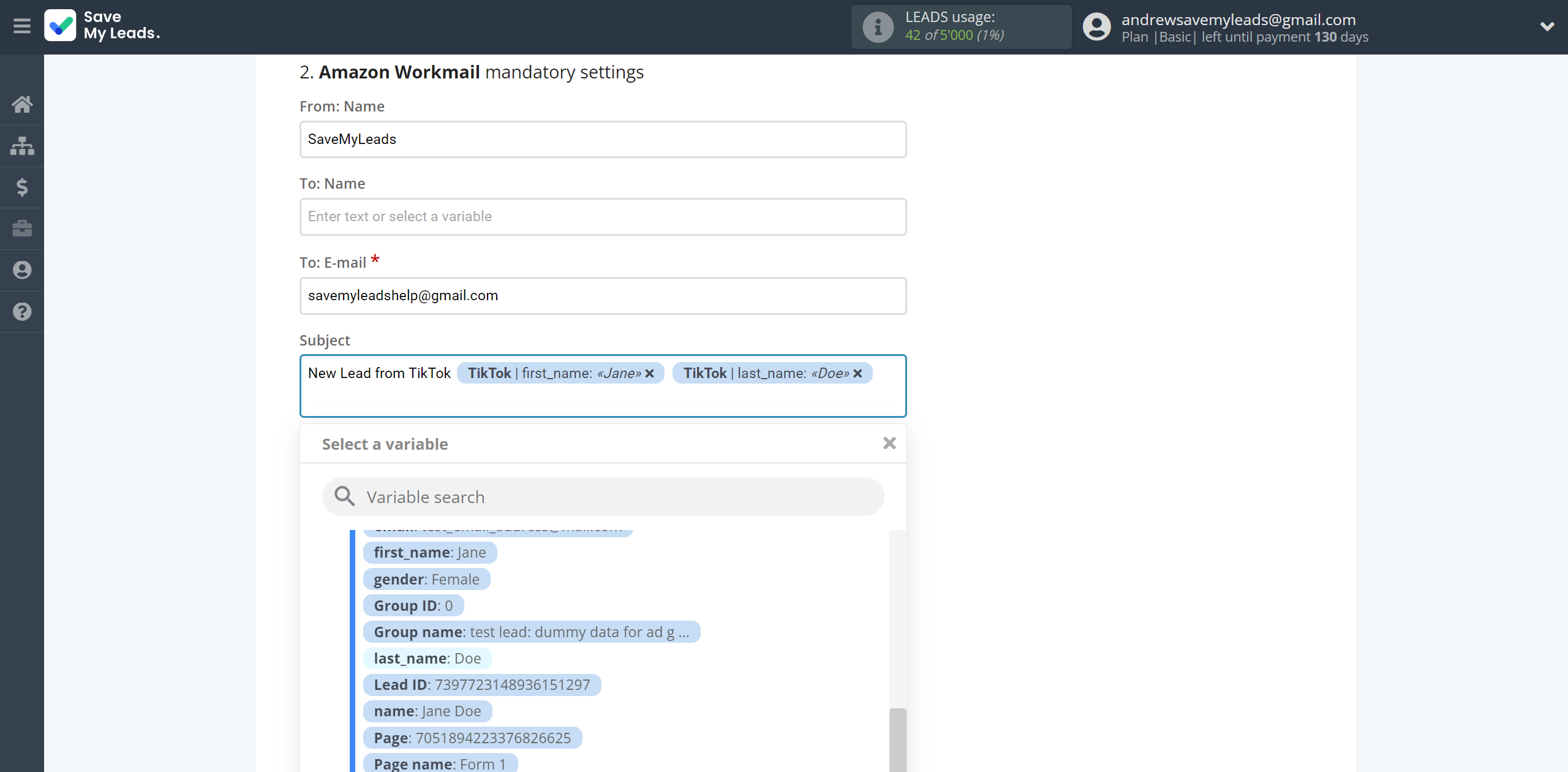 How to Connect TikTok with Amazon Workmail | Assigning fields How to Connect TikTok with Amazon Workmail | Assigning fields
