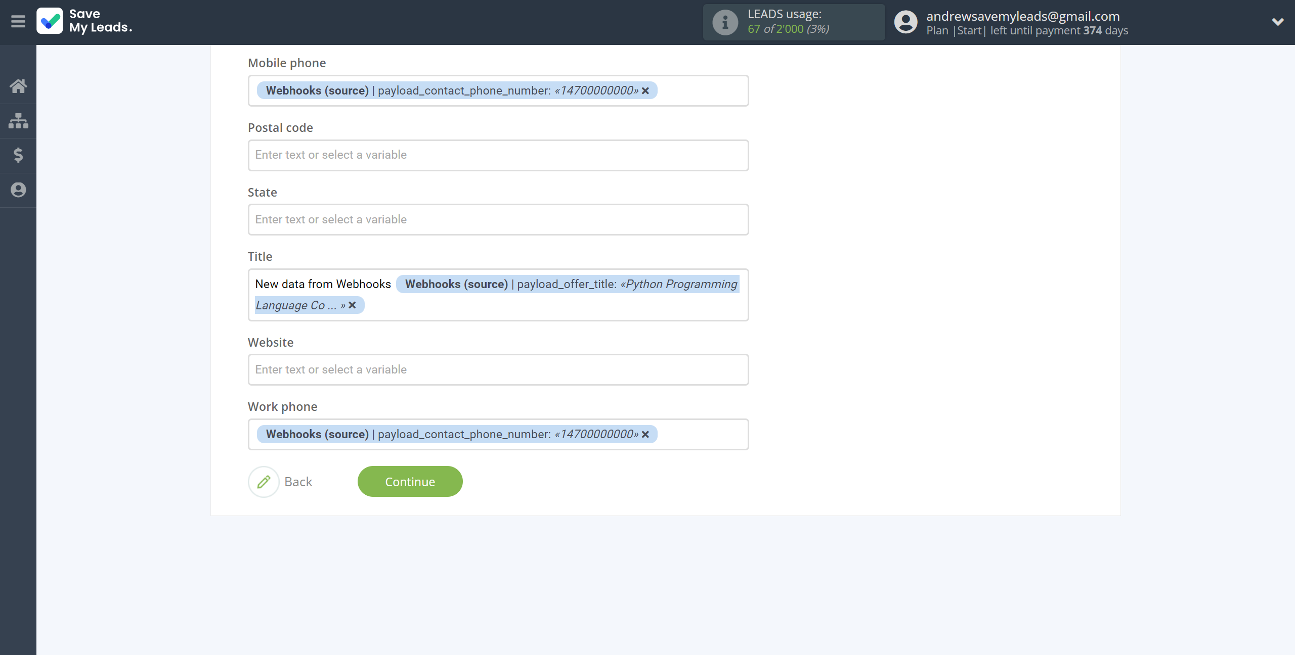 How to Connect Webhooks with VerticalResponse | Assigning fields How to Connect Webhooks with VerticalResponse | Assigning fields