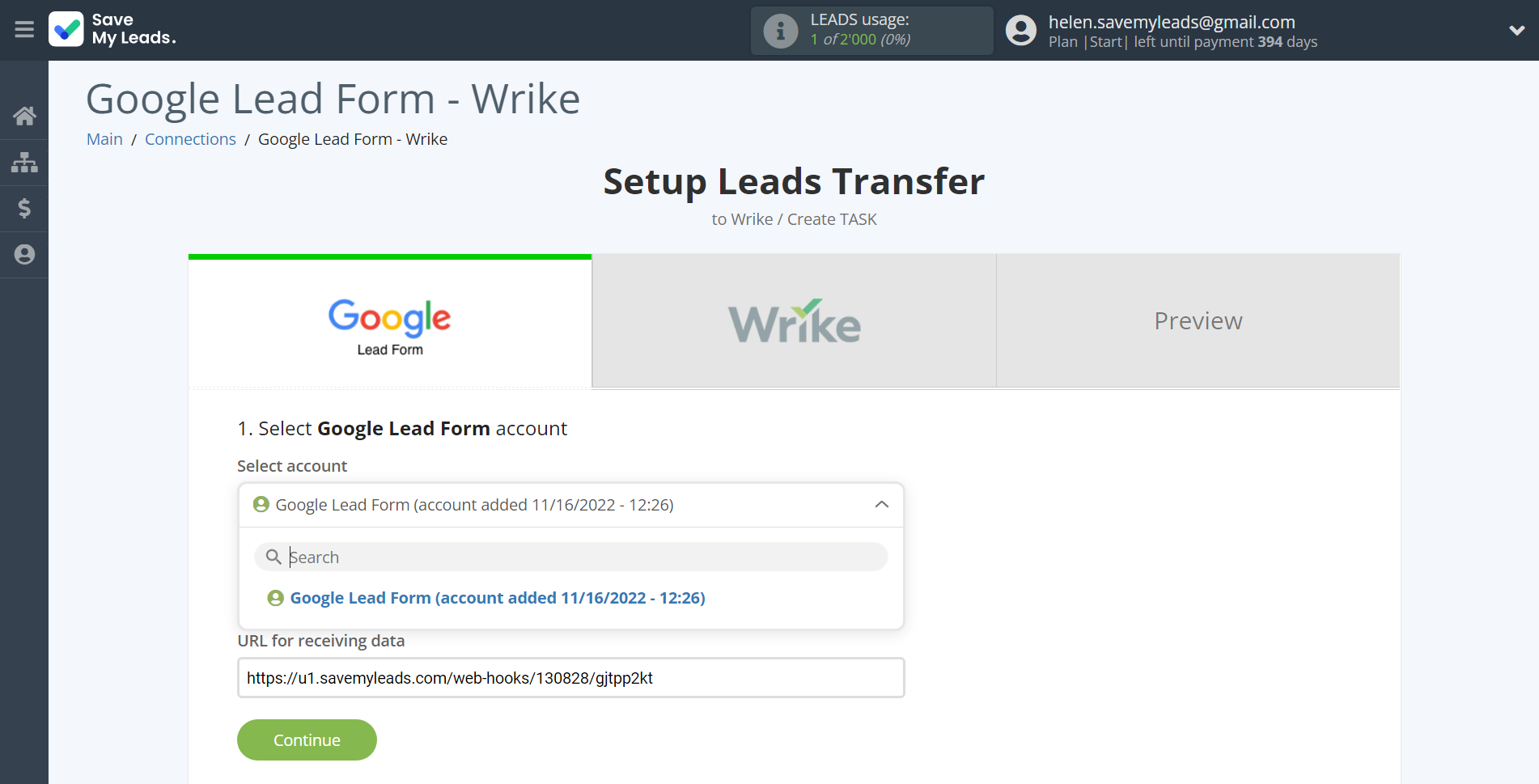 How to Connect Google Lead Form with Wrike | Data Source account selection How to Connect Google Lead Form with Wrike | Data Source account selection