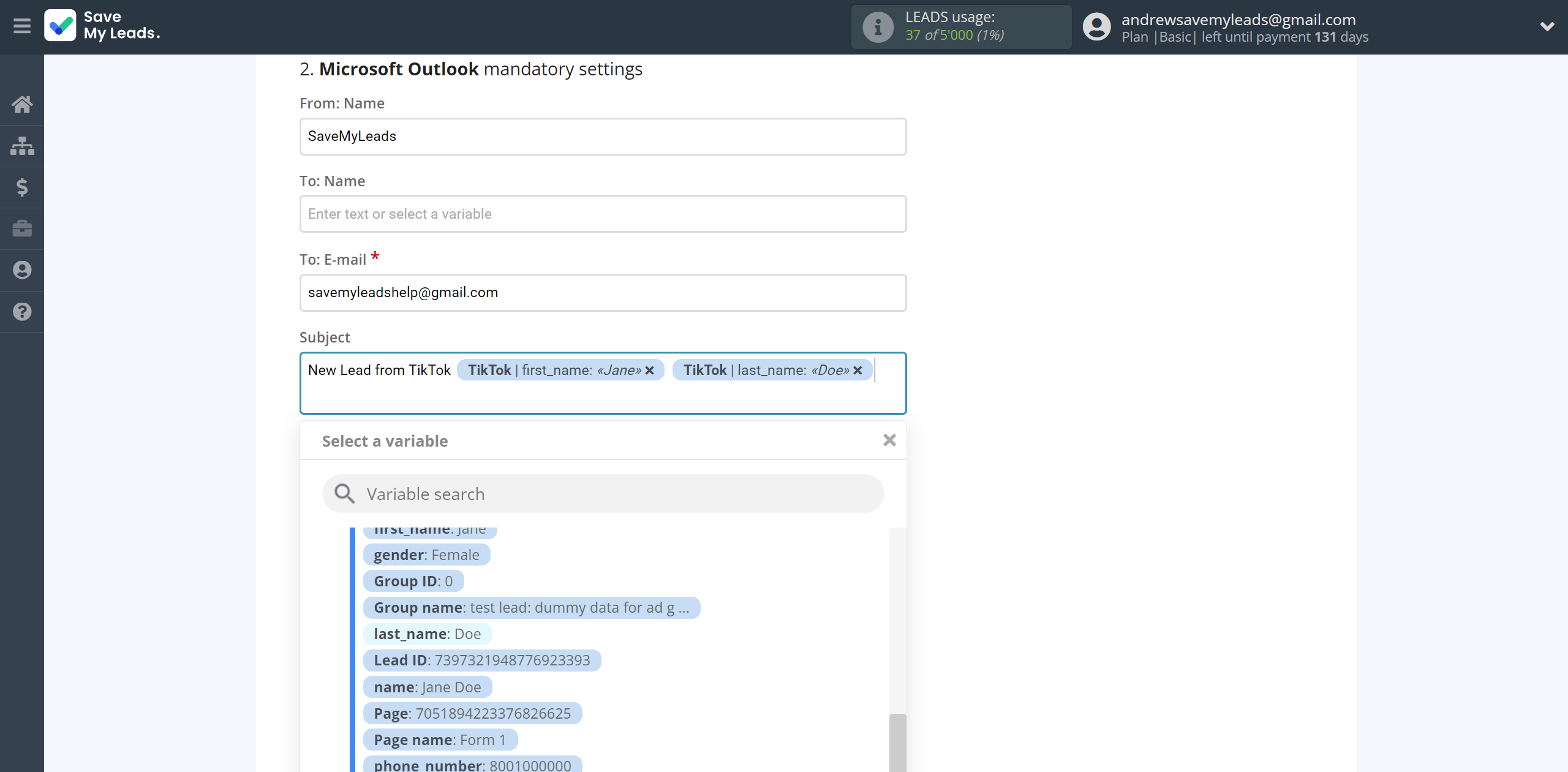 How to Connect TikTok with Microsoft Outlook | Assigning fields How to Connect TikTok with Microsoft Outlook | Assigning fields