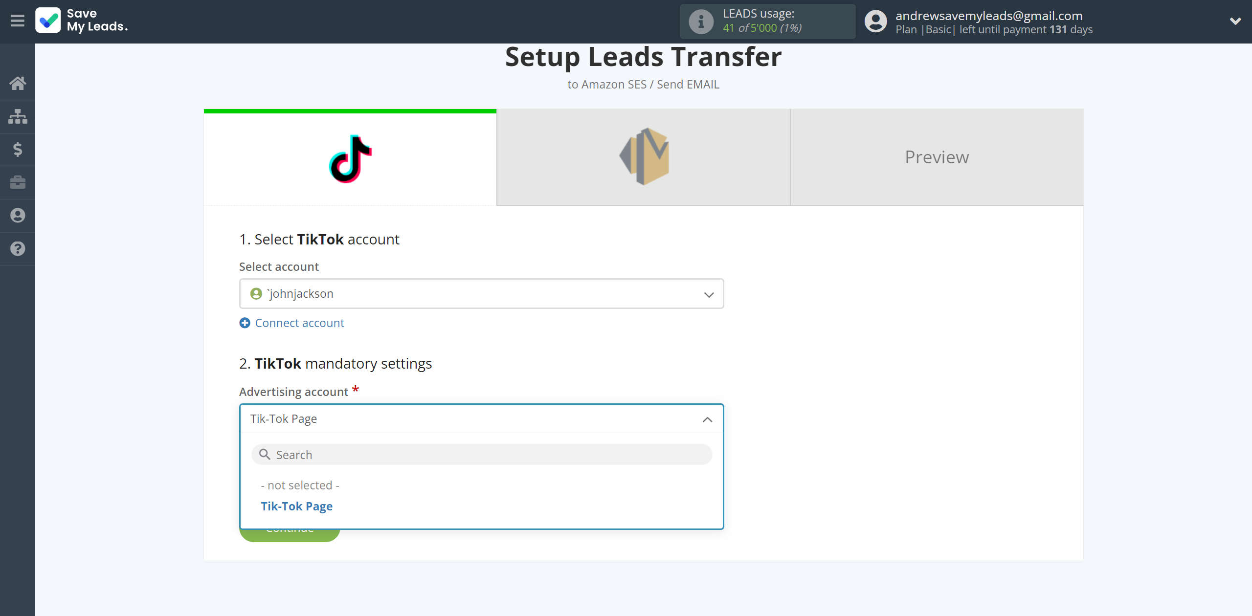 How to Connect TikTok with Amazon SES | Data Source account connection How to Connect TikTok with Amazon SES | Data Source account connection