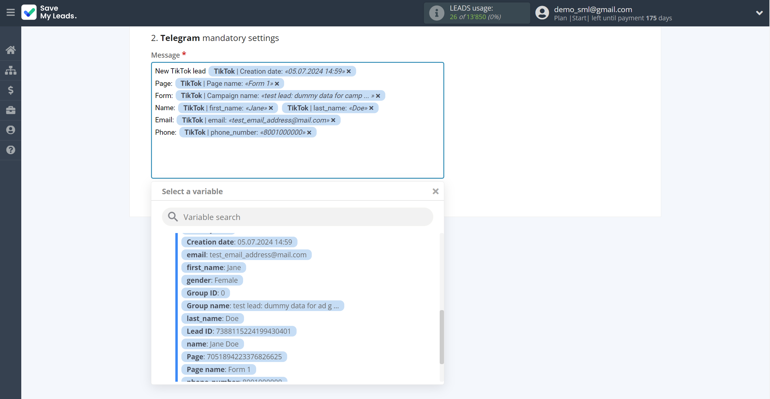 How to Connect TikTok with Telegram | Assigning fields How to Connect TikTok with Telegram | Assigning fields