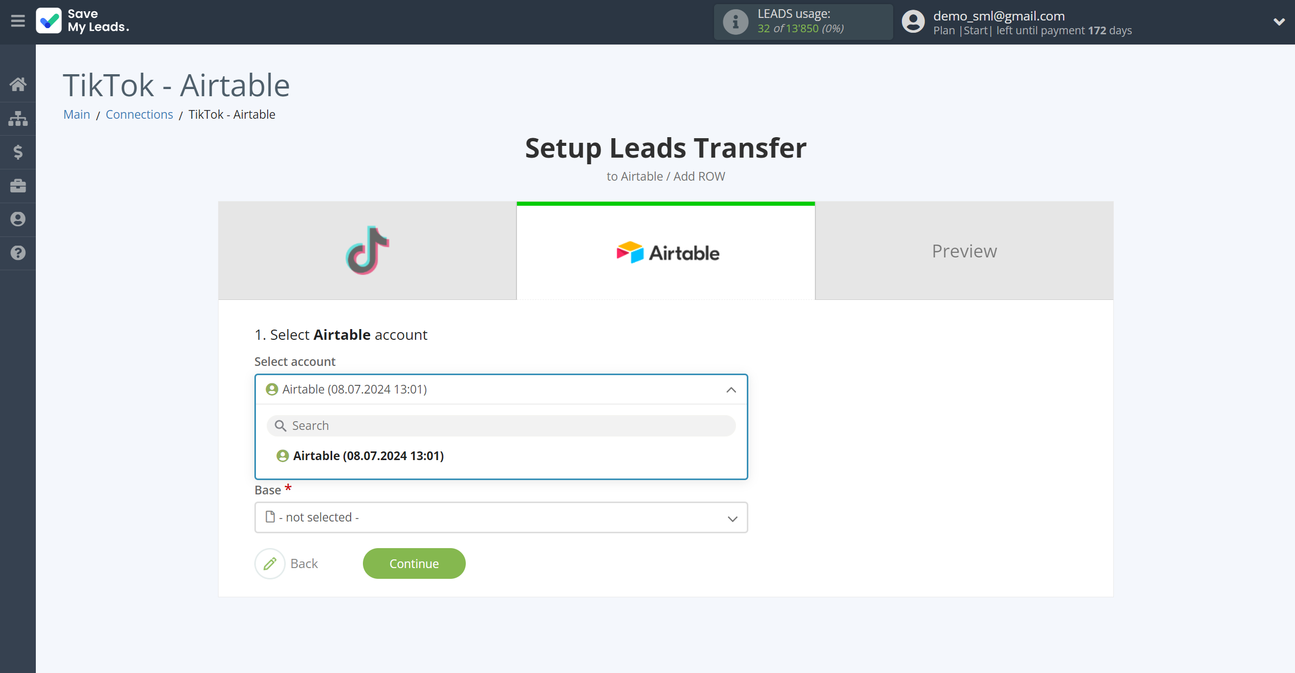 How to Connect TikTok with AirTable | Data Destination account selection How to Connect TikTok with AirTable | Data Destination account selection
